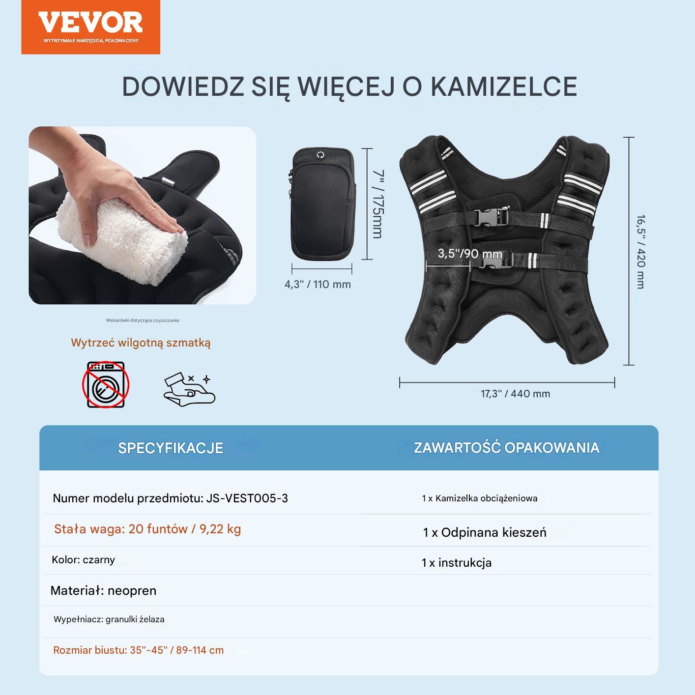 Kamizelka obciążeniowa 9kg trening siłowy fitness męska damska crossfit - obrazek 2