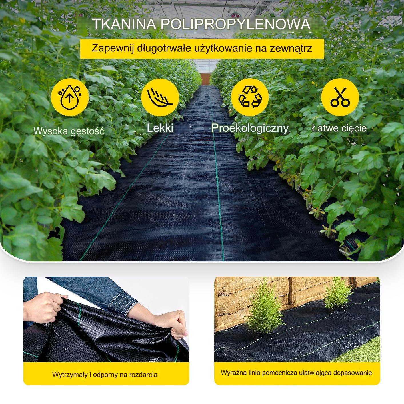 Gruba agrowłóknina antychwastowa agrotkanina 1,8x76m czarna - obrazek 6