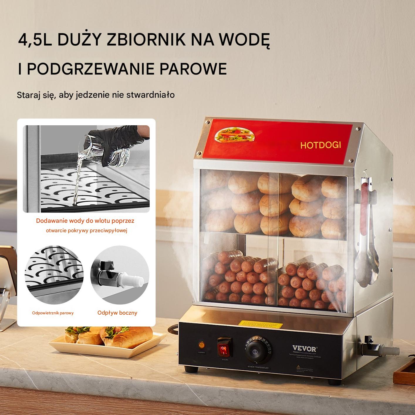 Podgrzewacz witryna grzewcza do Hot Dogów parówek bułek 27 L - obrazek 5