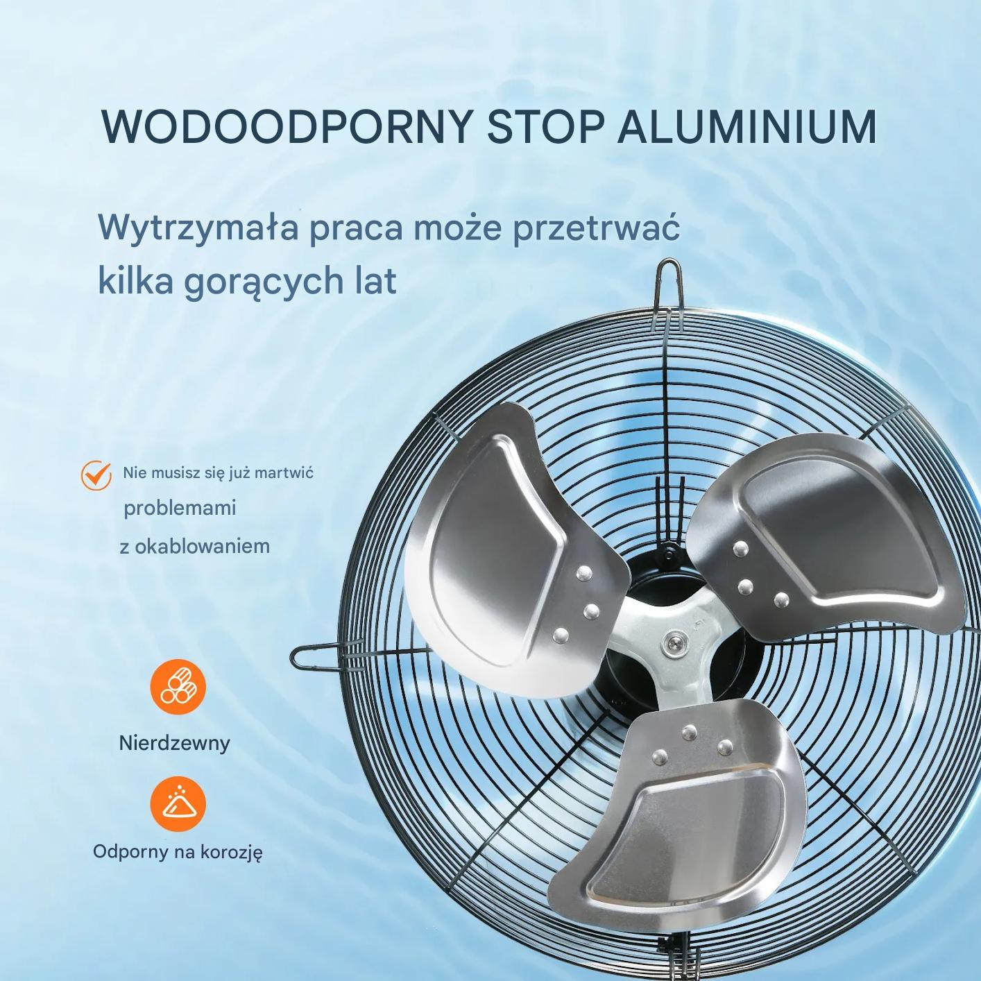 Wentylator wyciągowy 406 mm 1400RPM 2000CFM aluminiowy do garażu/szklarni - obrazek 5