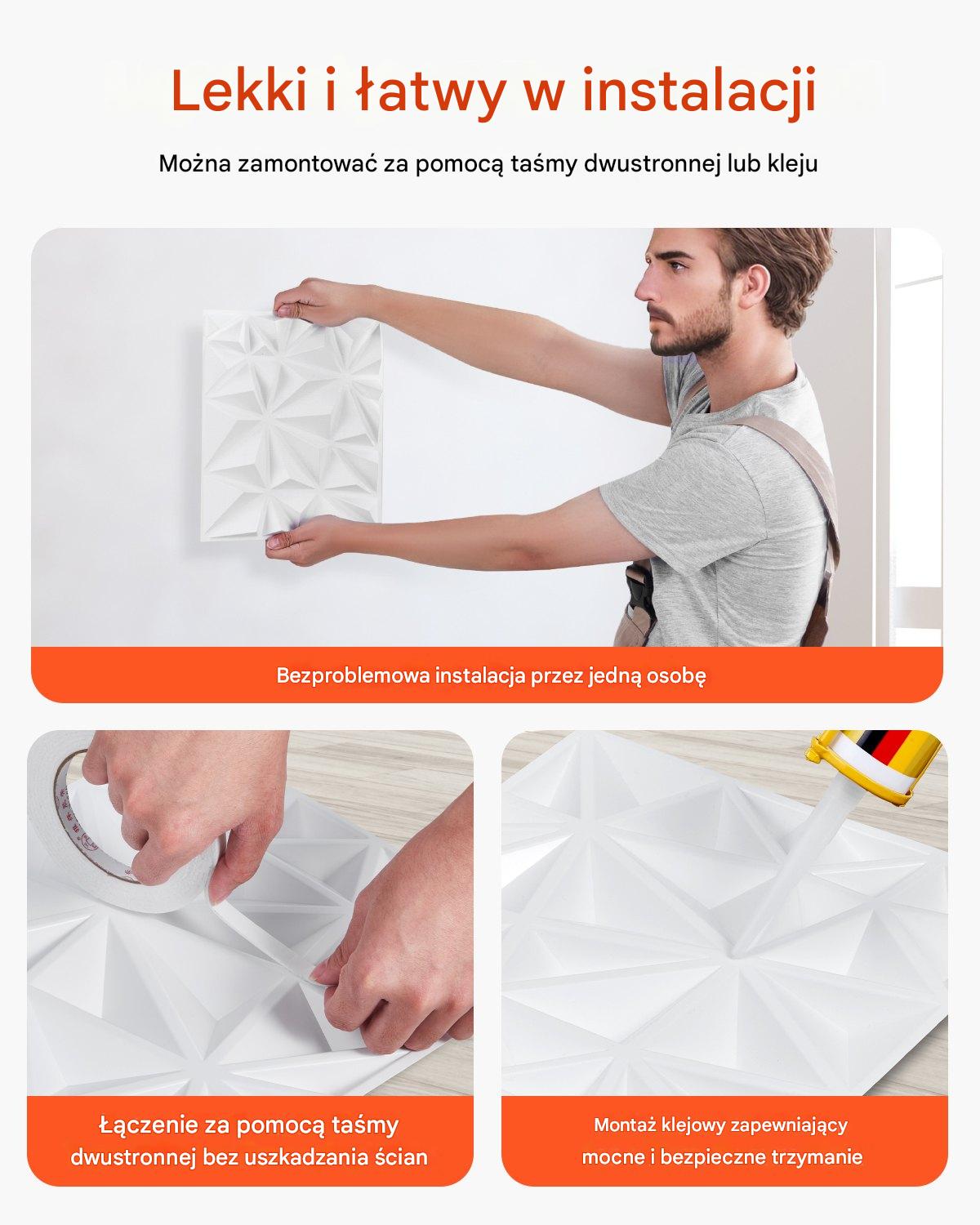 Panele Ścienne 3D - Białe Diamenty 2.97 m² - obrazek 6