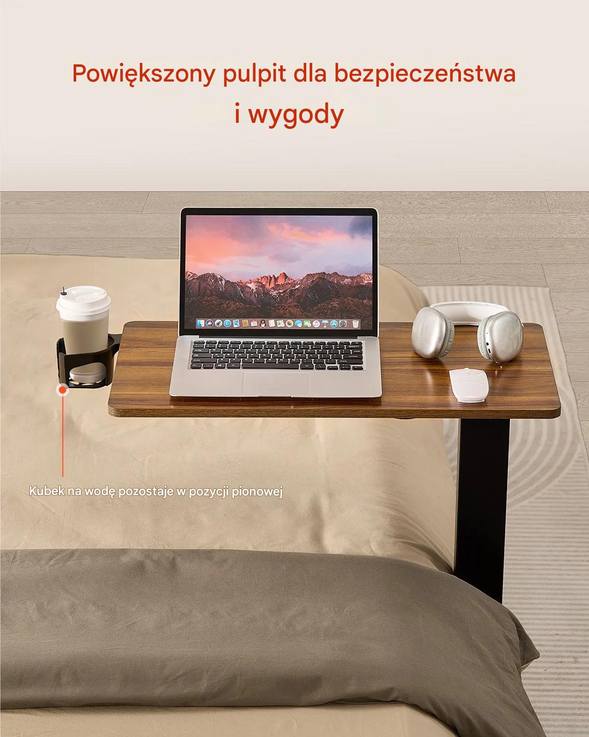 Stolik przyłóżkowy mobilny 4 kółka regulacja elektryczna laptop - obrazek 3