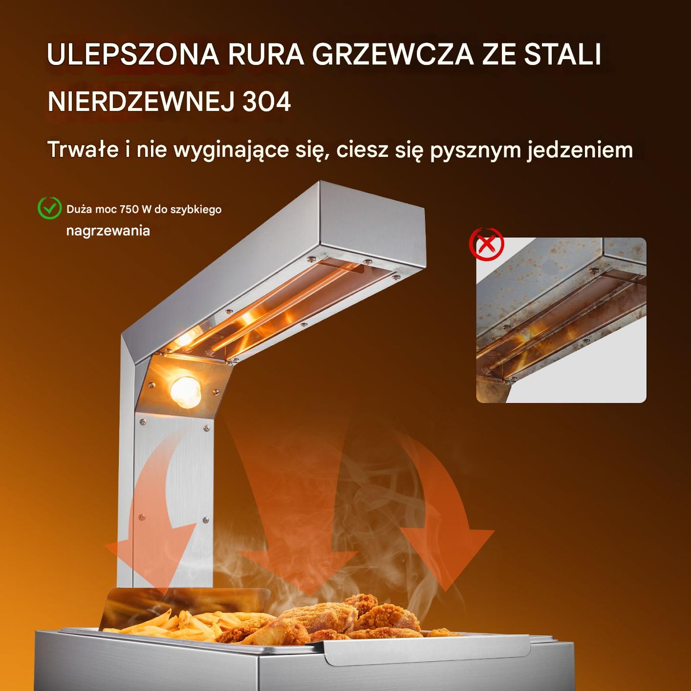 Podgrzewacz do frytek elektryczny – stacja do chipsów ze stali nierdzewnej - obrazek 3
