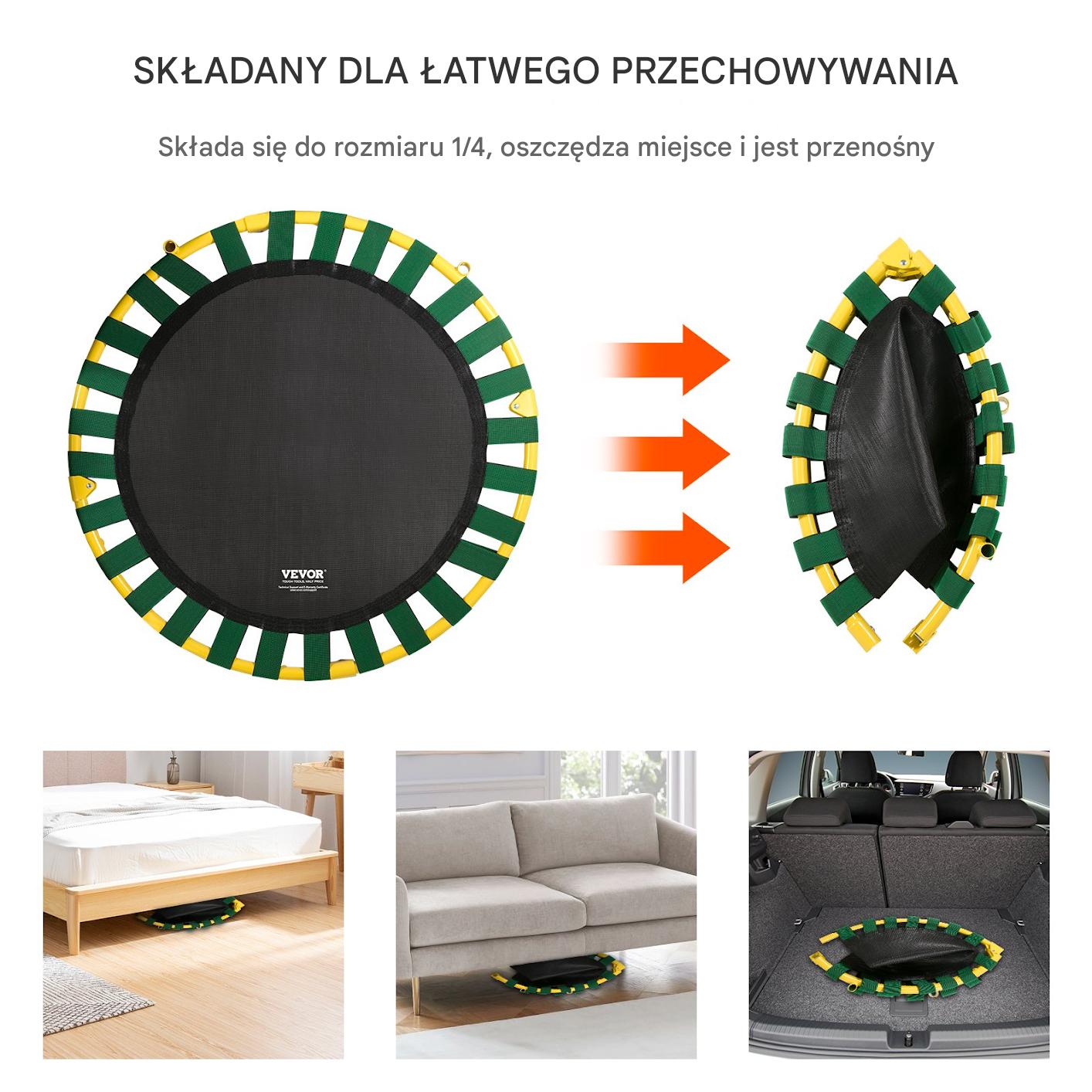 Trampolina domowa do ćwiczeń z poręczą dla dorosłych i dzieci 92 cm - obrazek 3