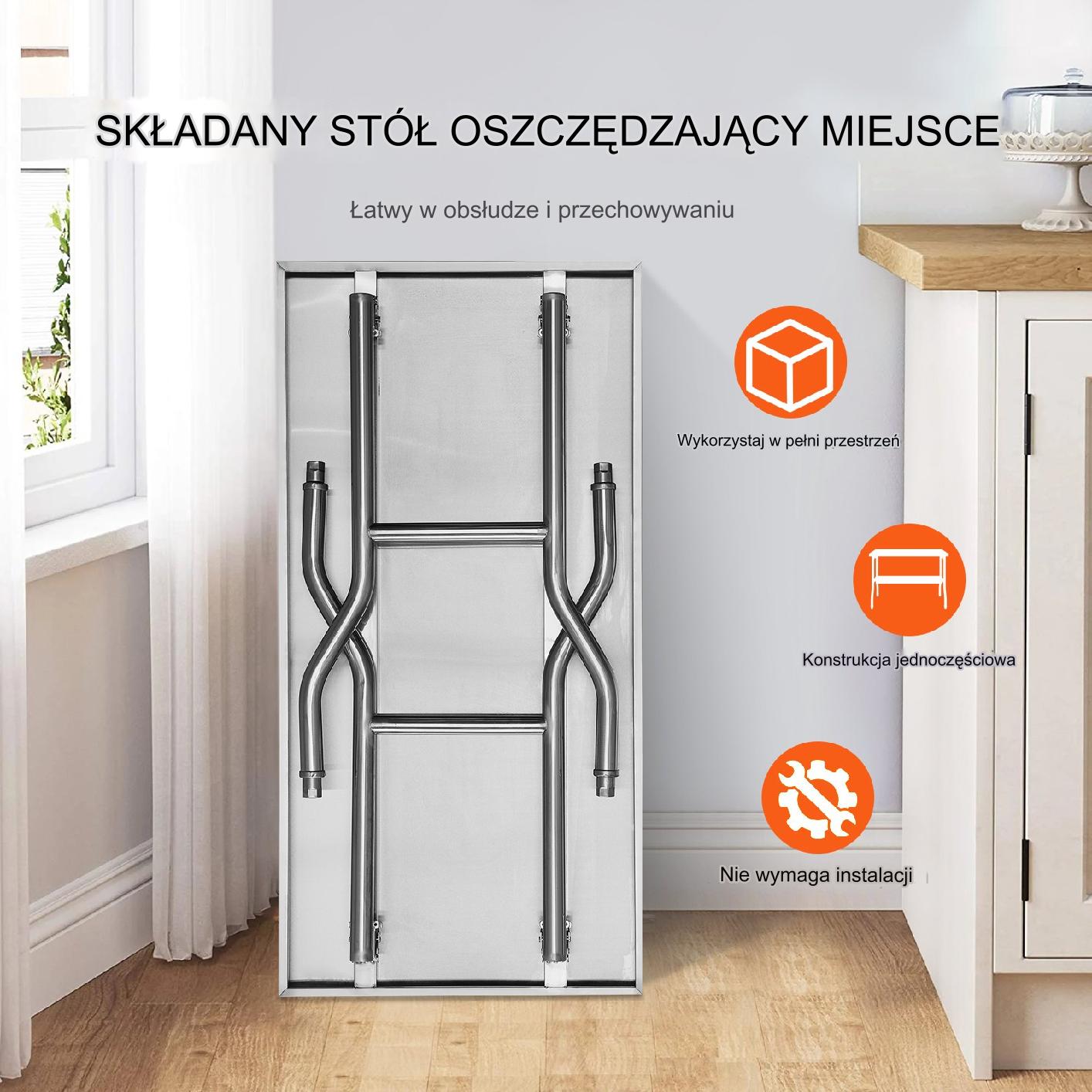 Stół Roboczy ze Stali Nierdzewnej 86x122x76cm - obrazek 4