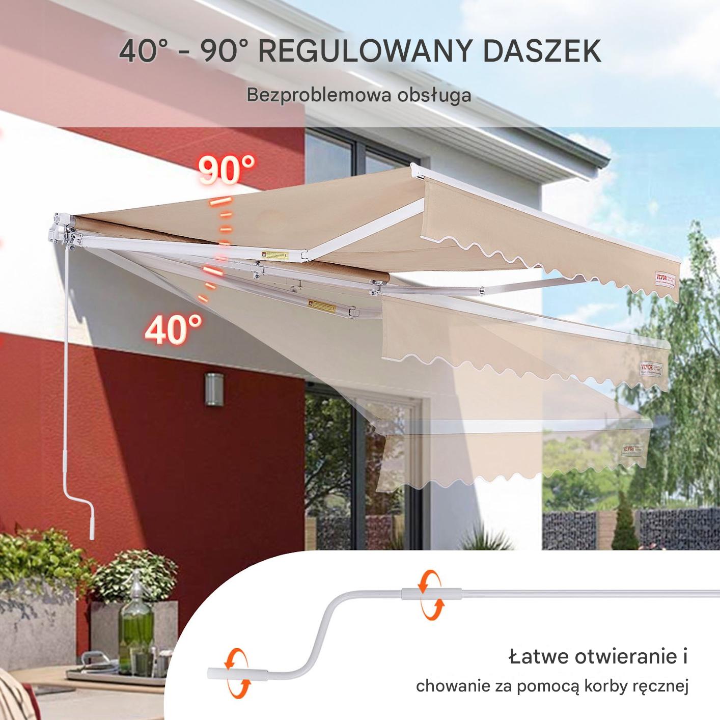 Markiza balkonowa rozporowa ogrodowa tarasowa patio 3 x 2,4 m - obrazek 4