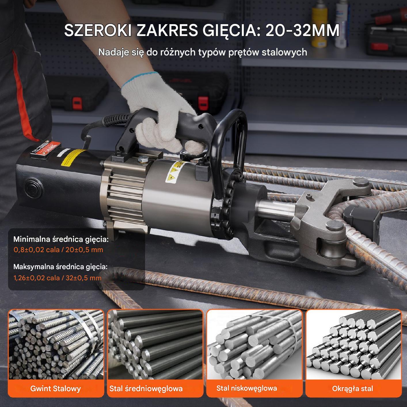 Elektryczna hydrauliczna giętarka do rur 2000W 20-32mm - obrazek 4