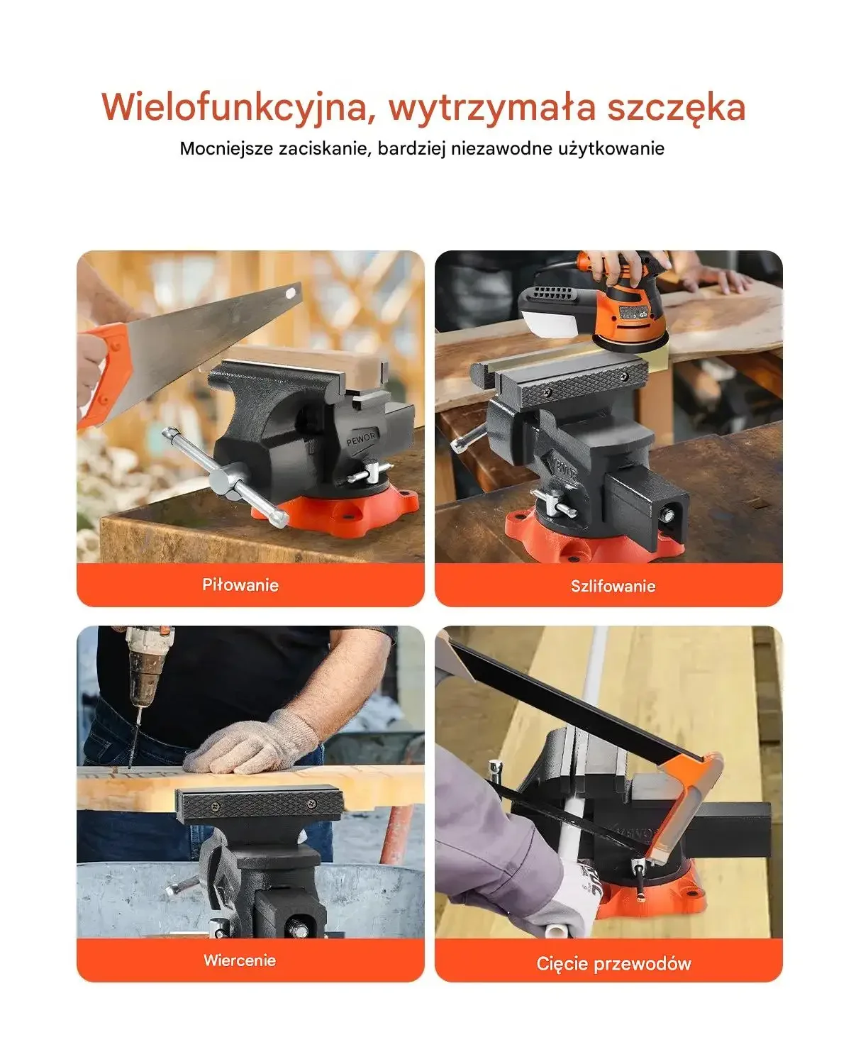 Wielofunkcyjne imadło warsztatowe 140 mm stalowe 360° - obrazek 3