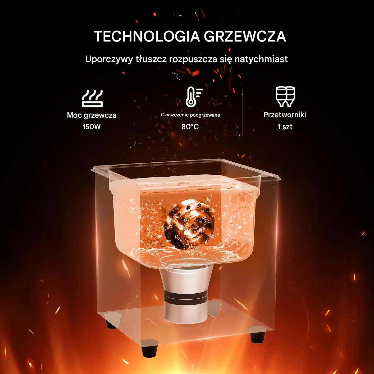 Myjka ultradźwiękowa 2L 40kHz 150W z grzałką i timerem do biżuterii - obrazek 4