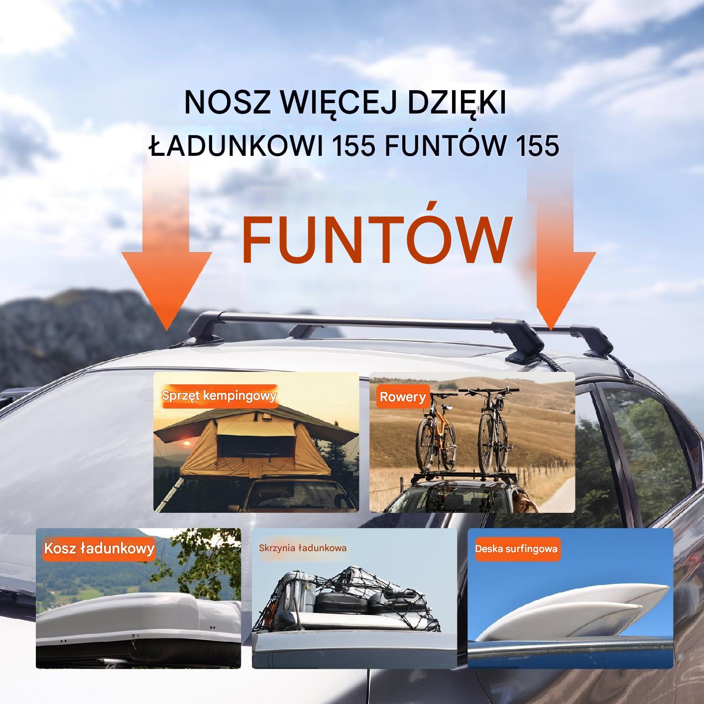Bagażnik dachowy na relingi belki poprzeczki dachowe uniwersalny 105 cm - obrazek 4