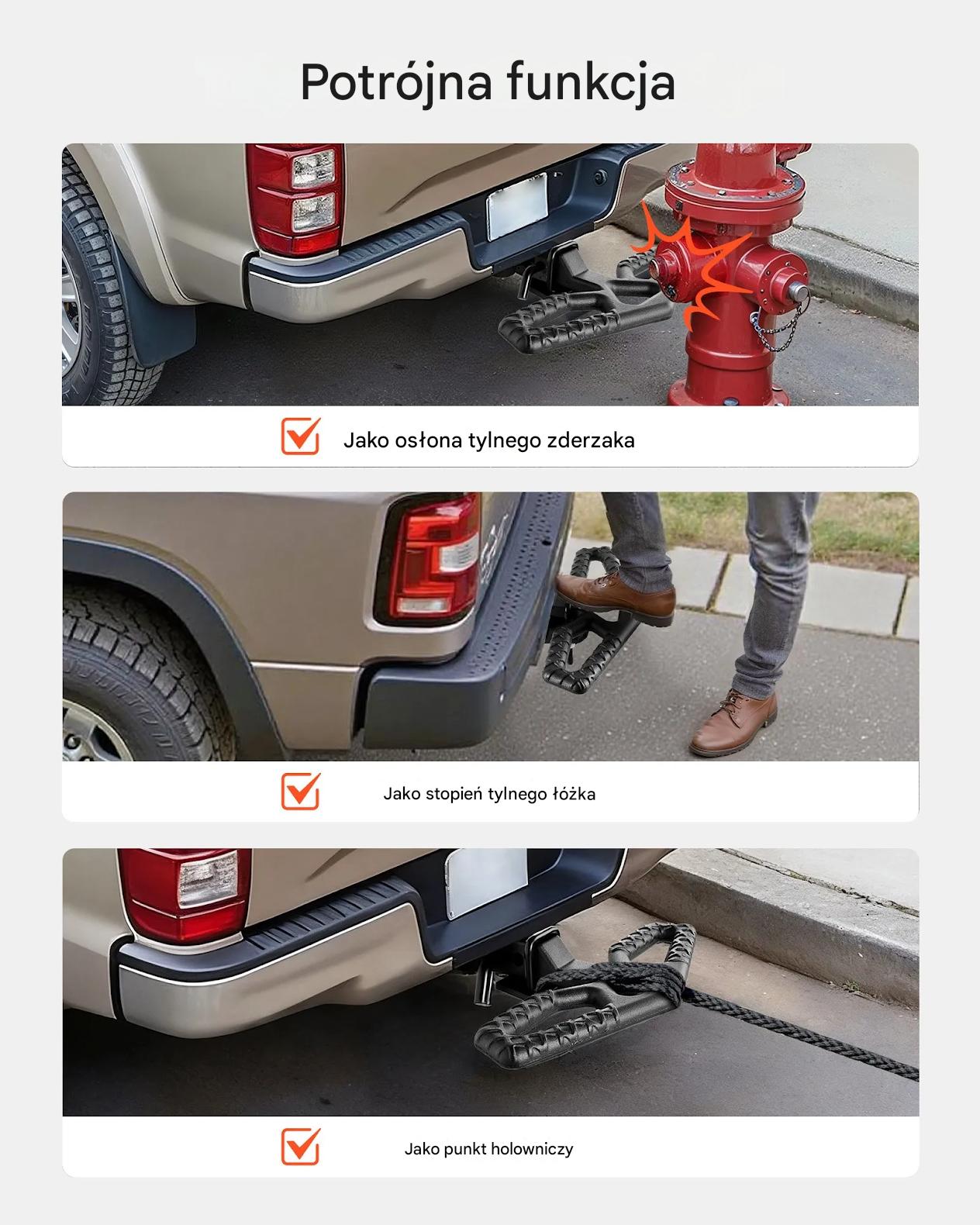 Stopień haka holowniczego 50 mm cale antypoślizgowy 159 kg do SUV - obrazek 4