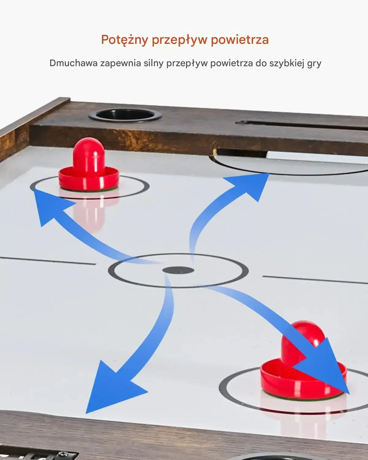 Stół do gier 3w1 air hockey ping pong piłkarzyki 137 cm rodzinny arcade - obrazek 3