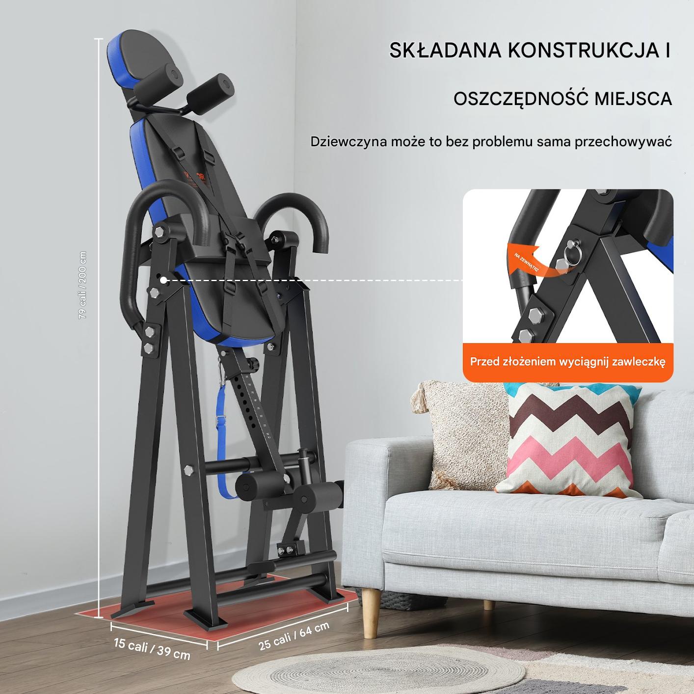 Niebieska Ławka do Ćwiczeń Inwersyjnych i Siłowych – Składana - obrazek 3