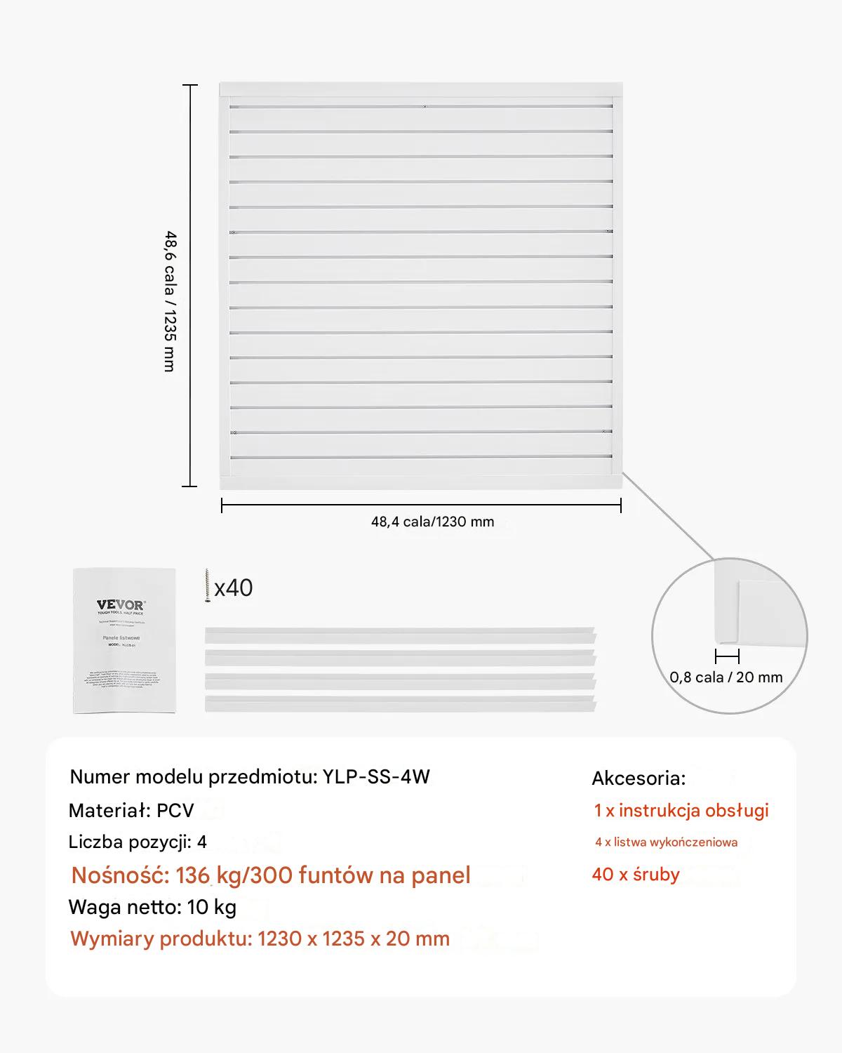 Panele ścienne PVC 120x120 cm modułowe białe do garażu i ekspozycji - obrazek 2