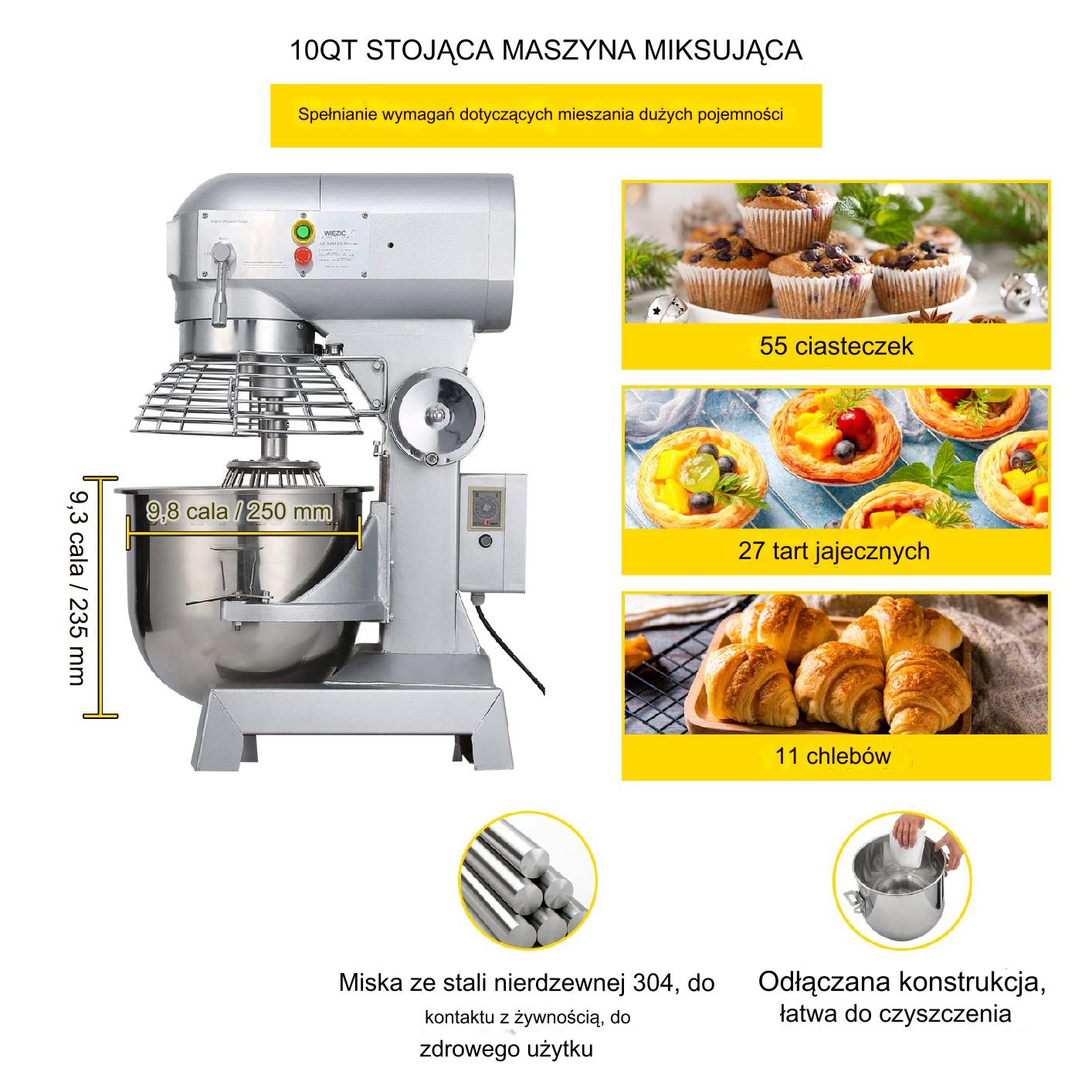 Robot kuchenny mikser planetarny gastronomiczny 10L 450 W - obrazek 3