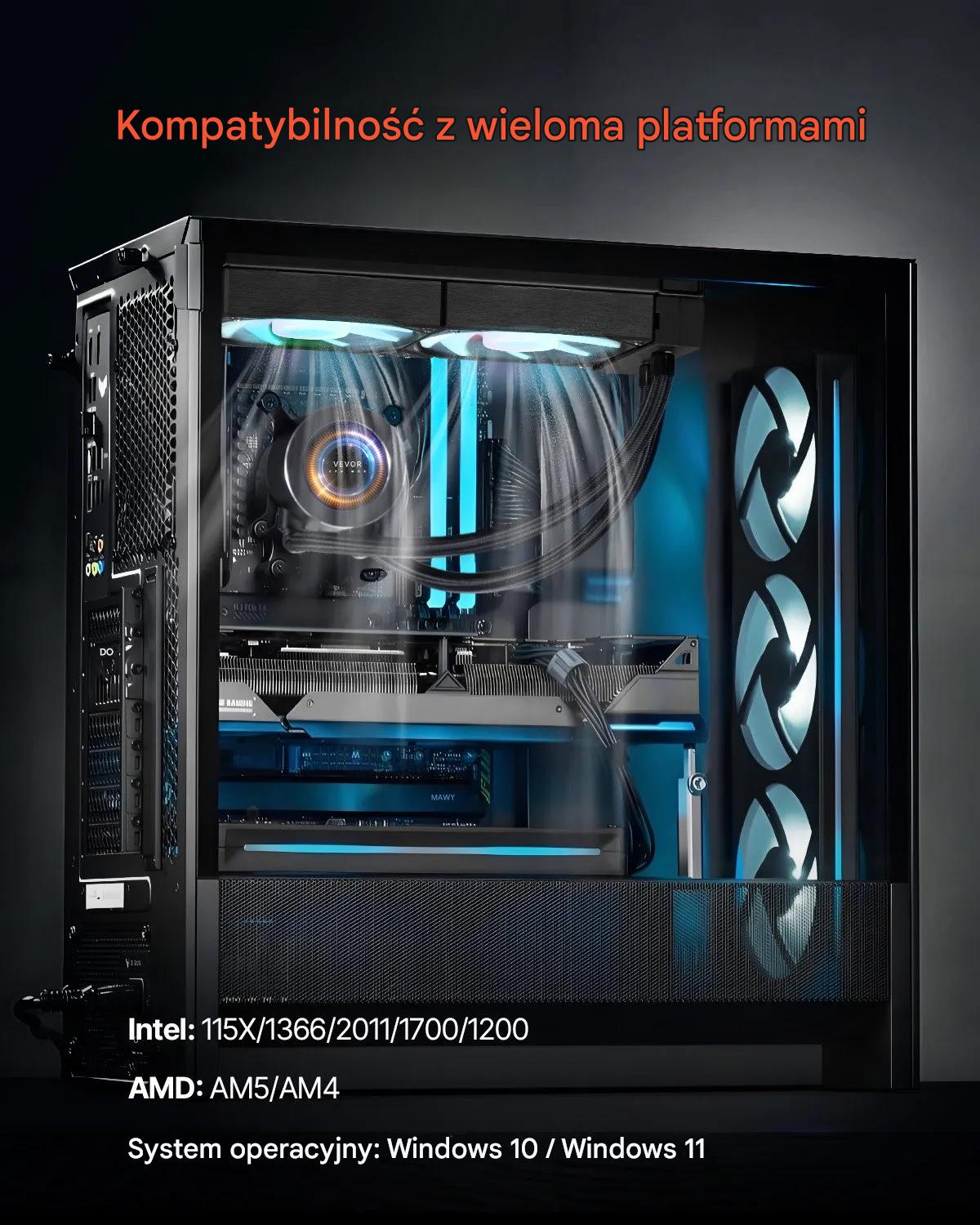 Chłodzenie wodne CPU AIO 360mm LCD ARGB Intel AMD wydajne do PC gaming - obrazek 7