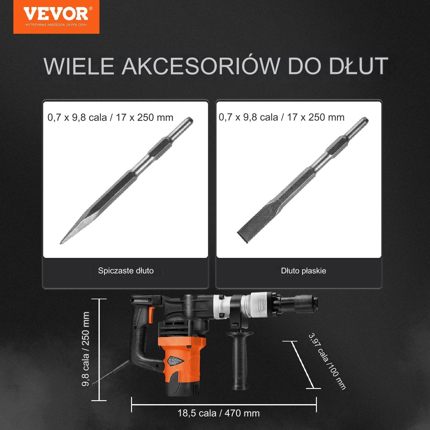 Młot Wyburzeniowy do Betonu 1600 W 2 Dłuta - obrazek 3