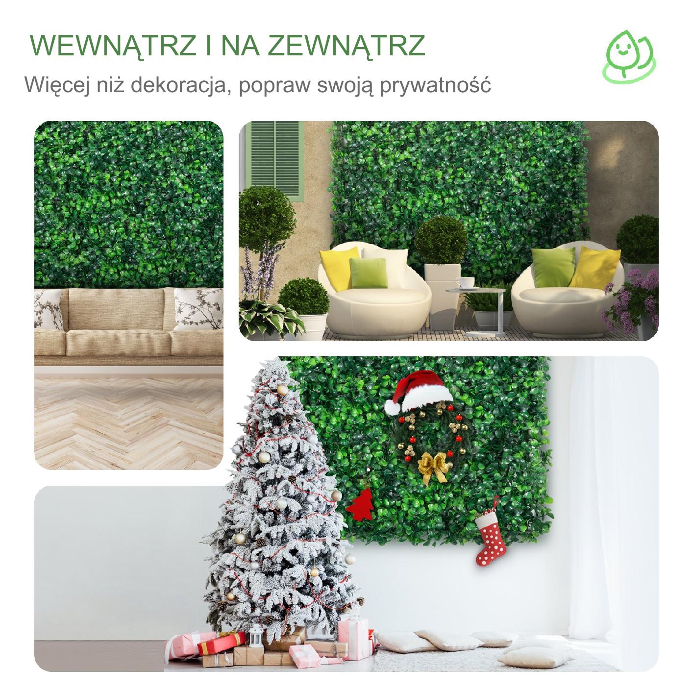 Sztuczna Trawa Panel Bukszpan 24szt 50x50cm – Dekoracja Ogród Prywatność - obrazek 6
