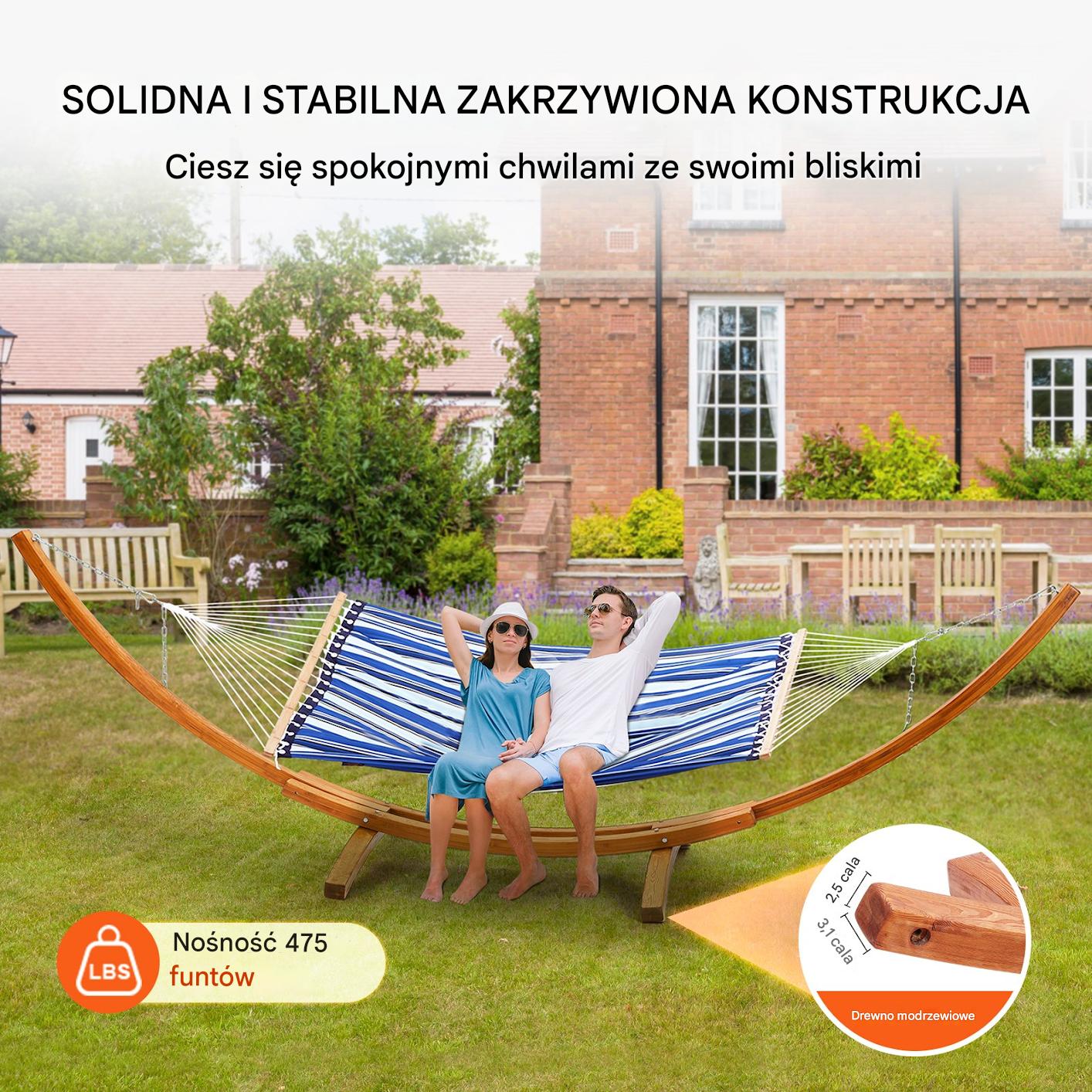 Stelaż Drewniany do Hamaka 422 cm Łukowa Konstrukcja z Modrzewia - obrazek 5