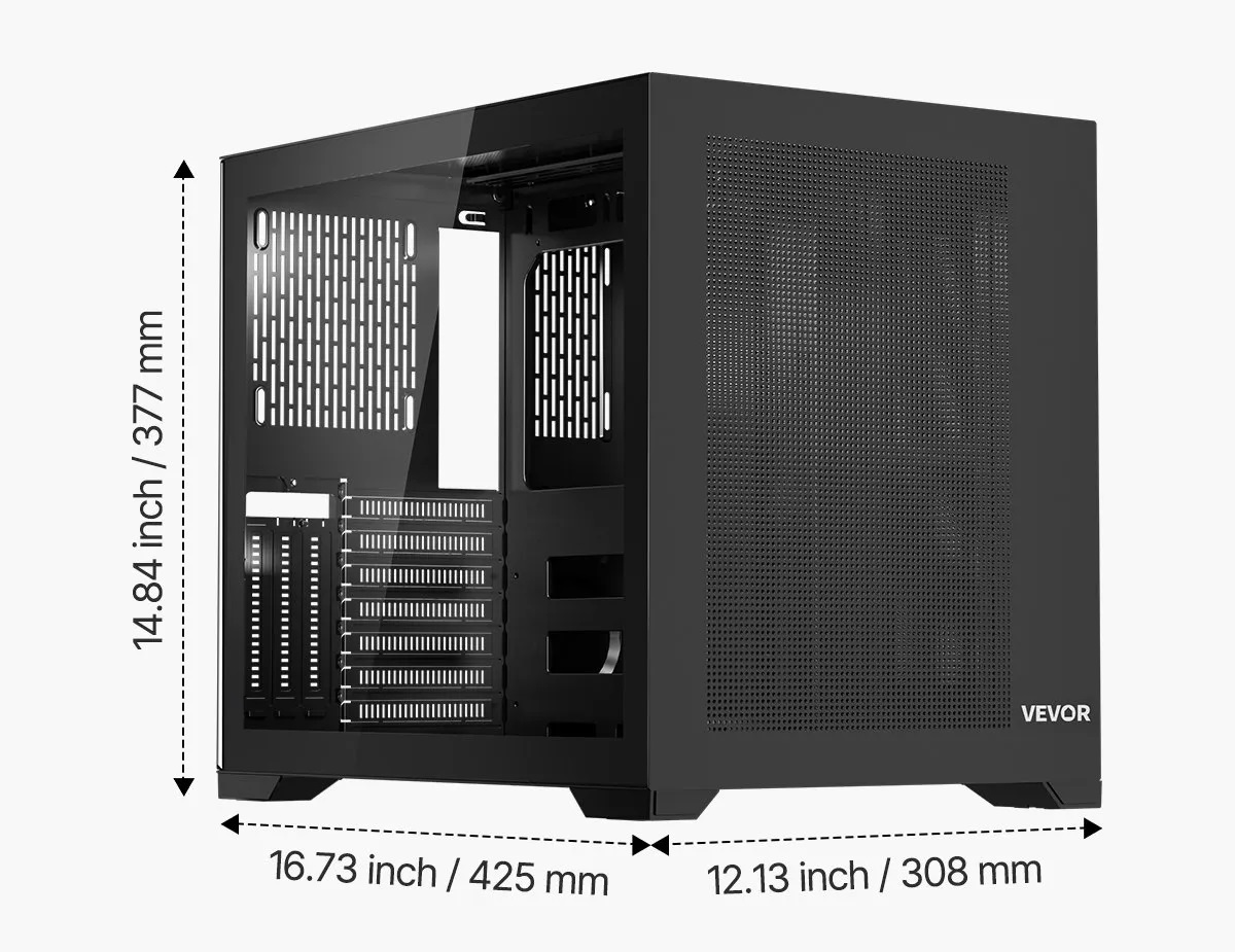 Obudowa PC mid tower dual chamber szkło hartowane ATX ITX gaming kabel - obrazek 2