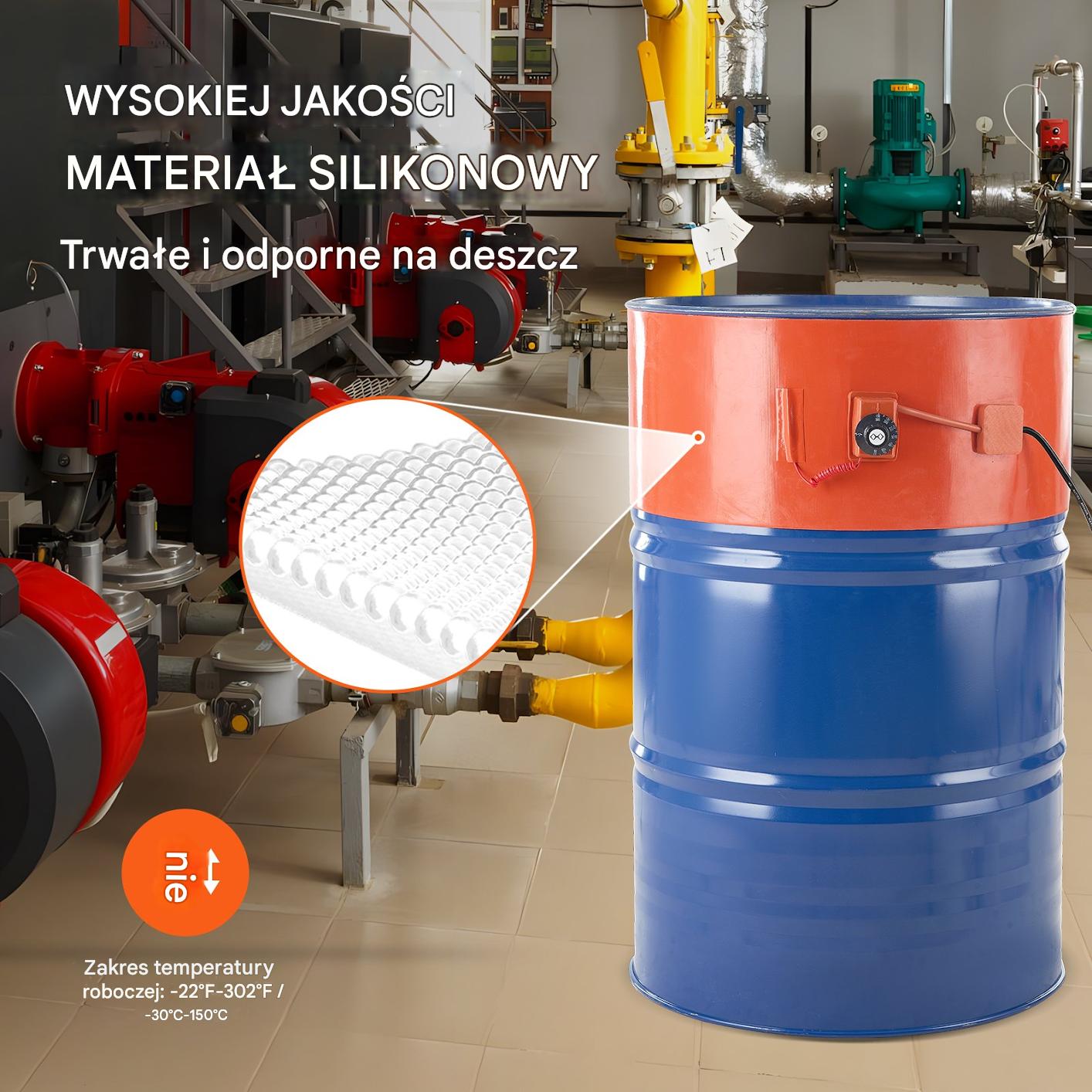 Ogrzewacz do beczki 208 l 1200W 30–150°C pas grzewczy szer. 25 cm - obrazek 5