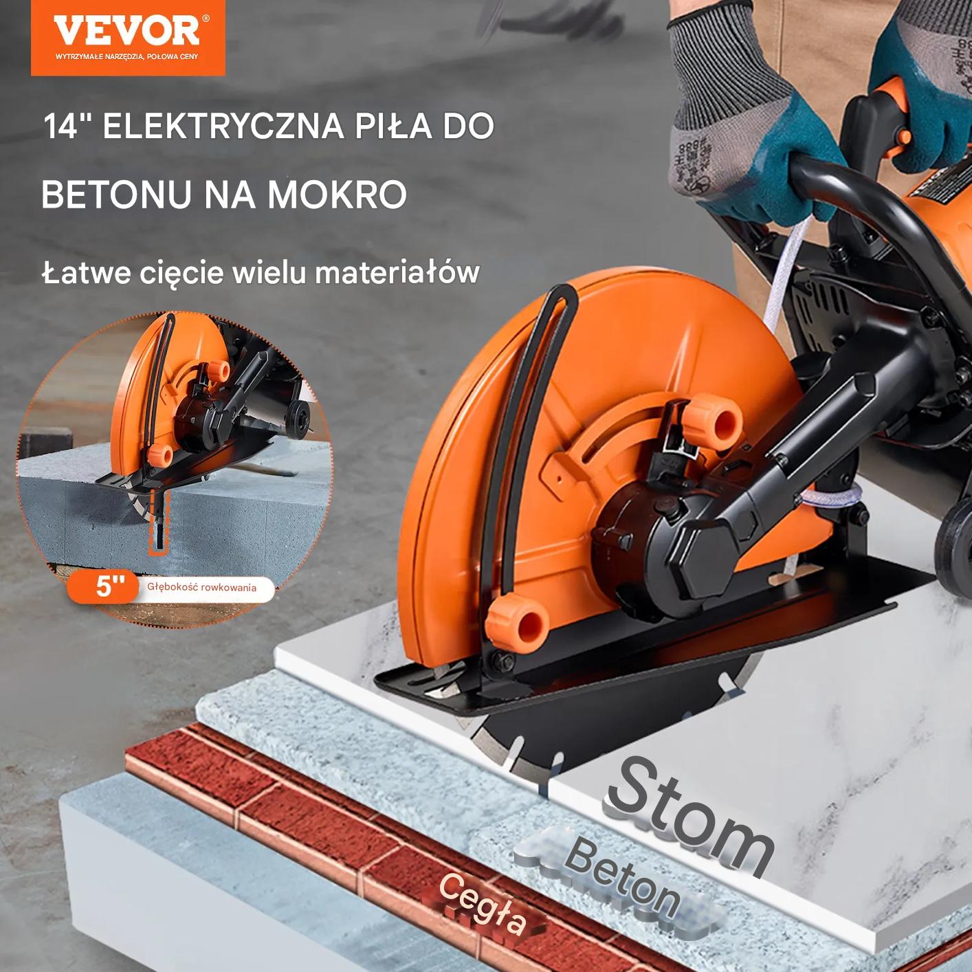 Piła do betonu 35 cm elektryczna wet/dry z pompą wody i tarczą - obrazek 3