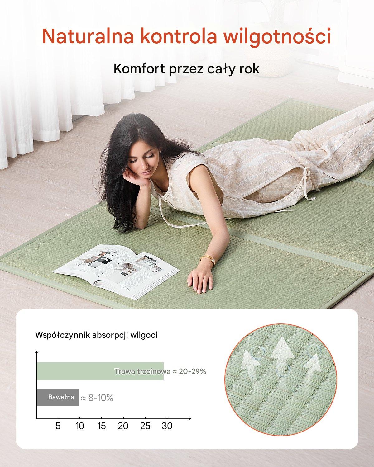 Materac Tatami Japoński Składany z Naturalnej Trawy – 2108 x 1397 x 13 mm - obrazek 4