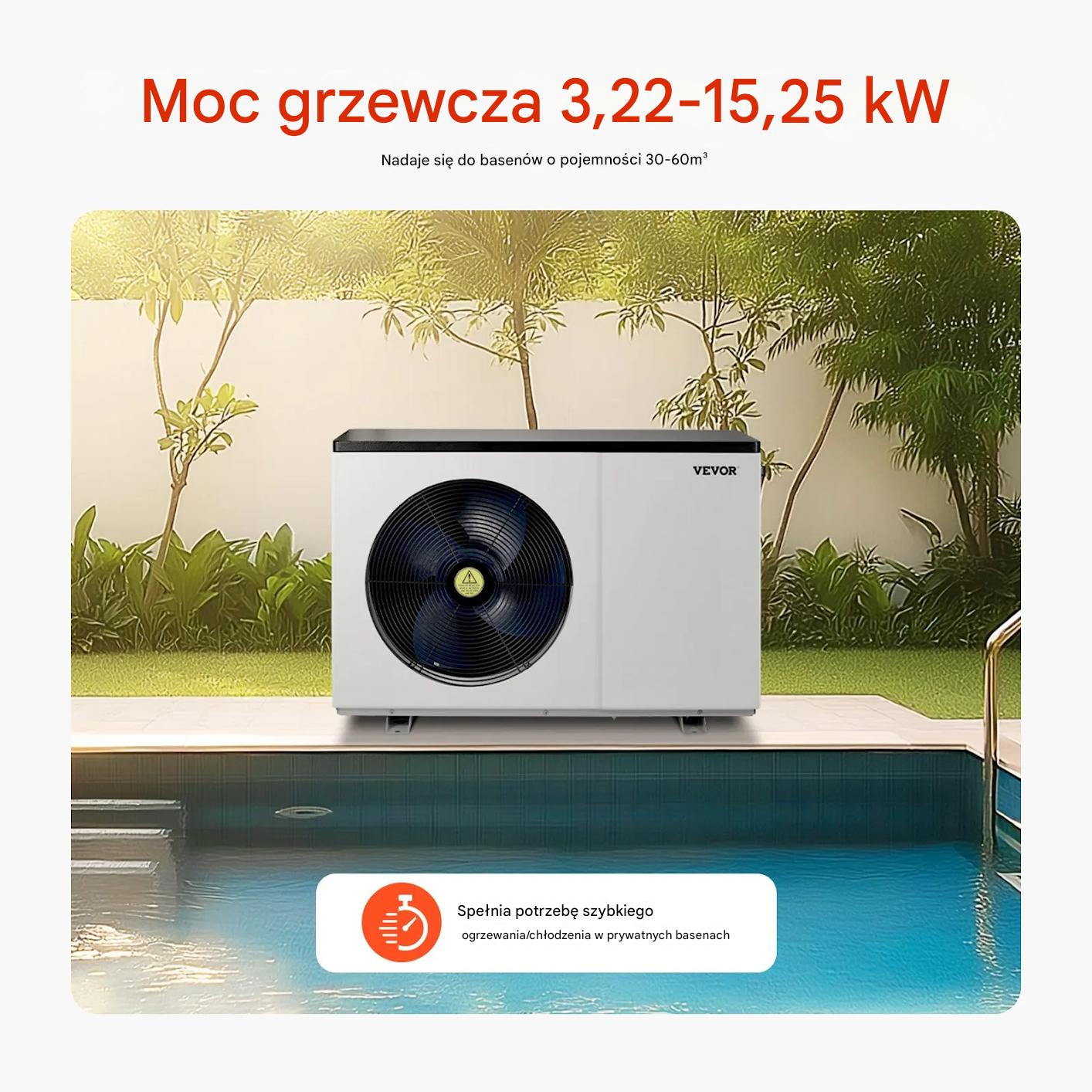 Pompa ciepła basenowa energooszczędna 3,2–15 kW inwerter do basenu - obrazek 7