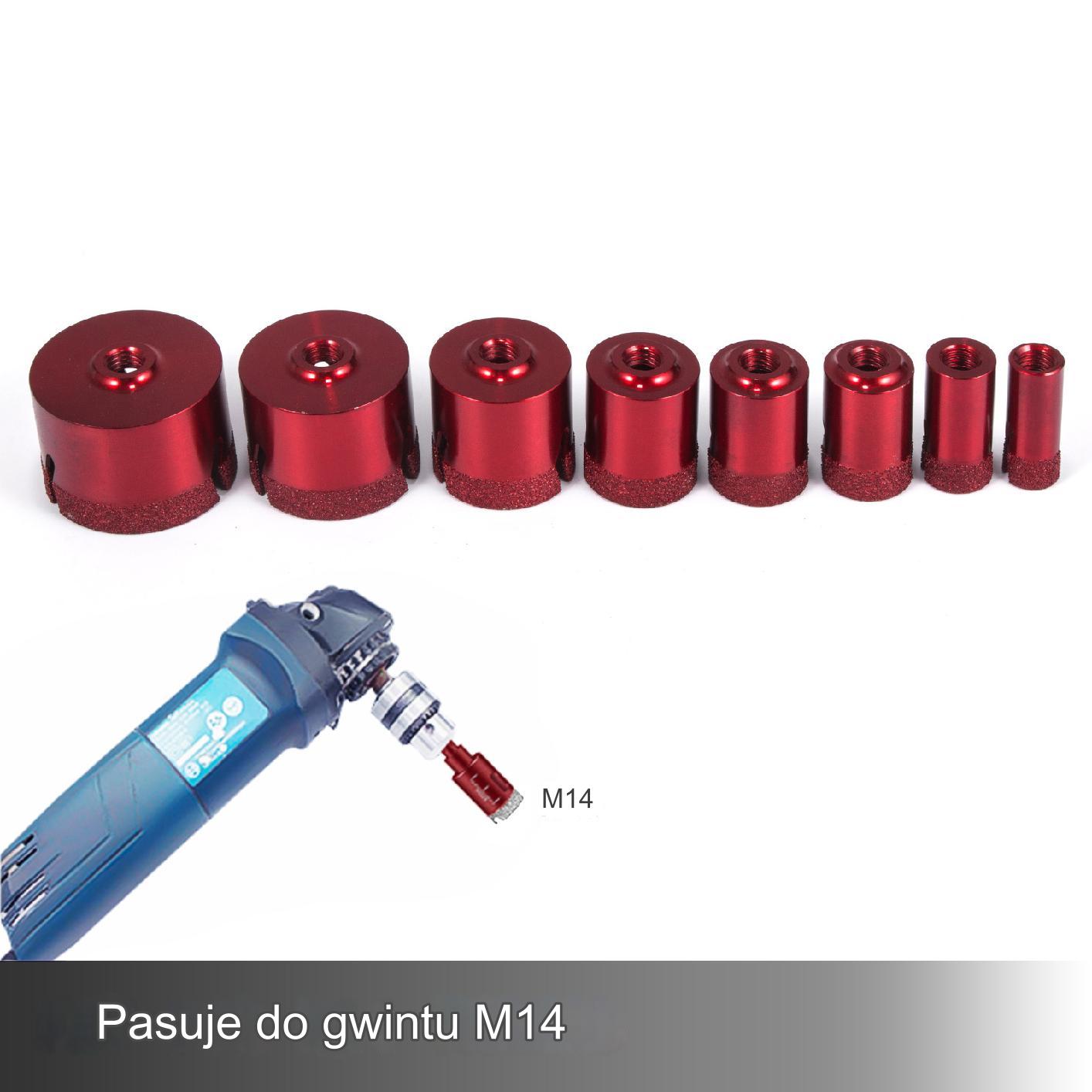 Otwornice diamentowe do betonu gresu płytek koronki zestaw 20-68 mm 10 szt. - obrazek 8