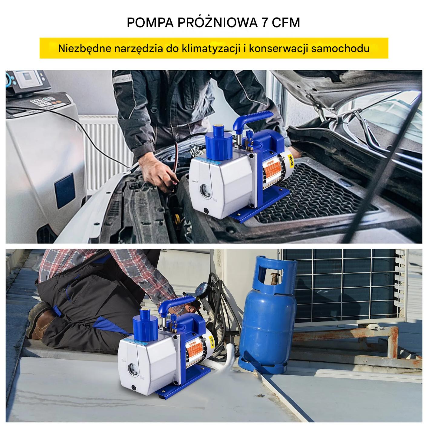 Pompa próżniowa 7CFM, 1/2HP, rotacyjna łopatkowa, jednostopniowa HVAC - obrazek 7
