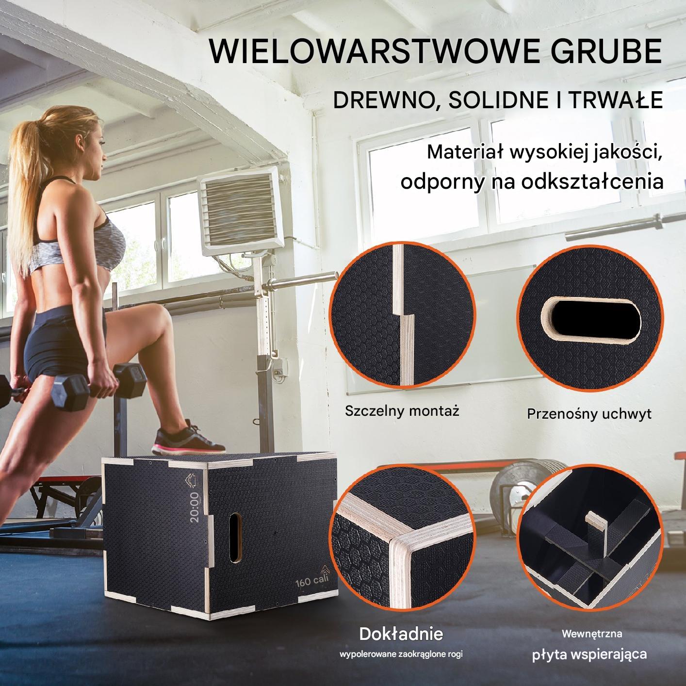 Skrzynia crossfit plyometryczna JUMP BOX 3w1 40 x 45 x 50 cm - obrazek 6