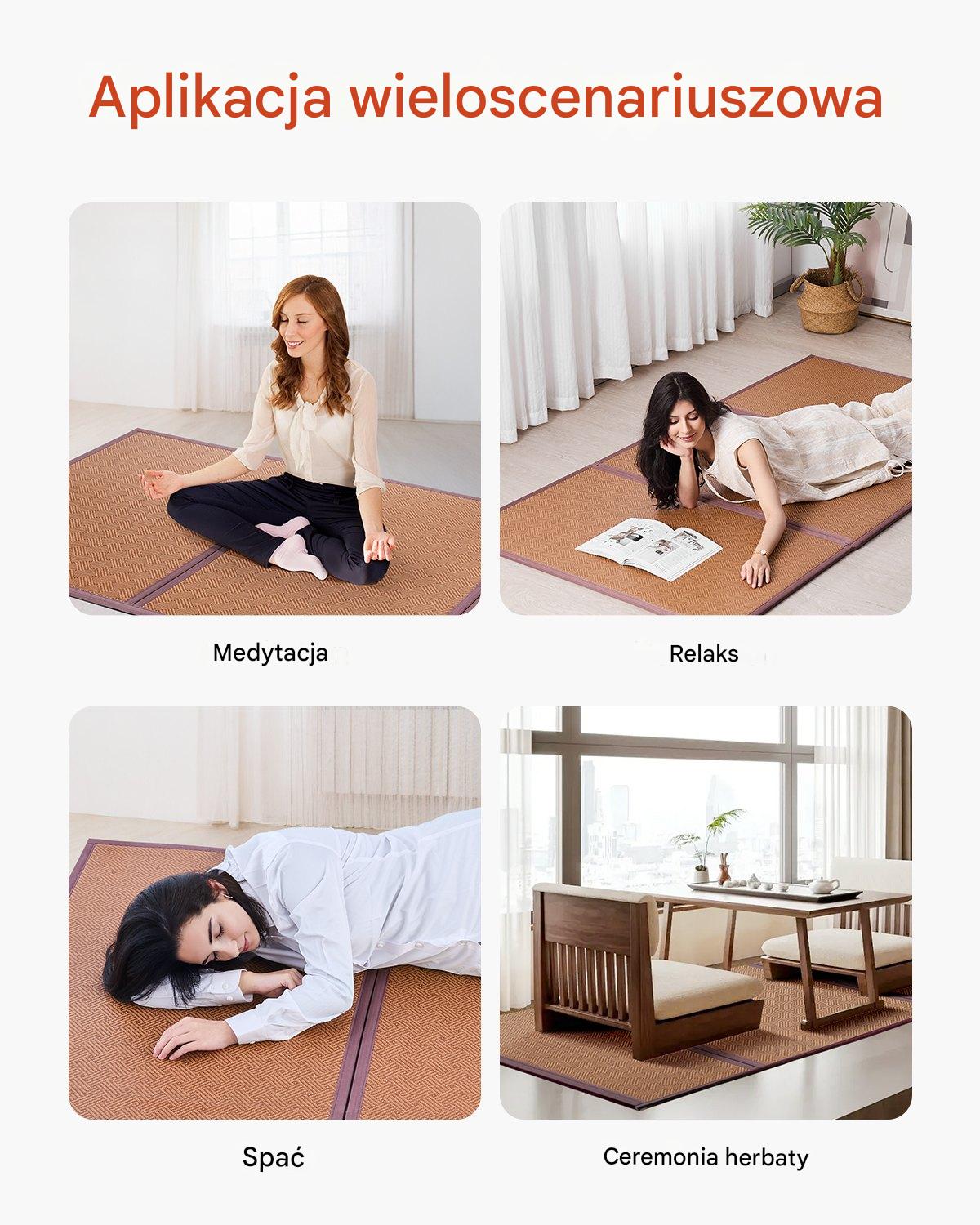 Materac Tatami Japoński Składany z Naturalnej Rattanu – 2032 x 990 x 13 mm - obrazek 7