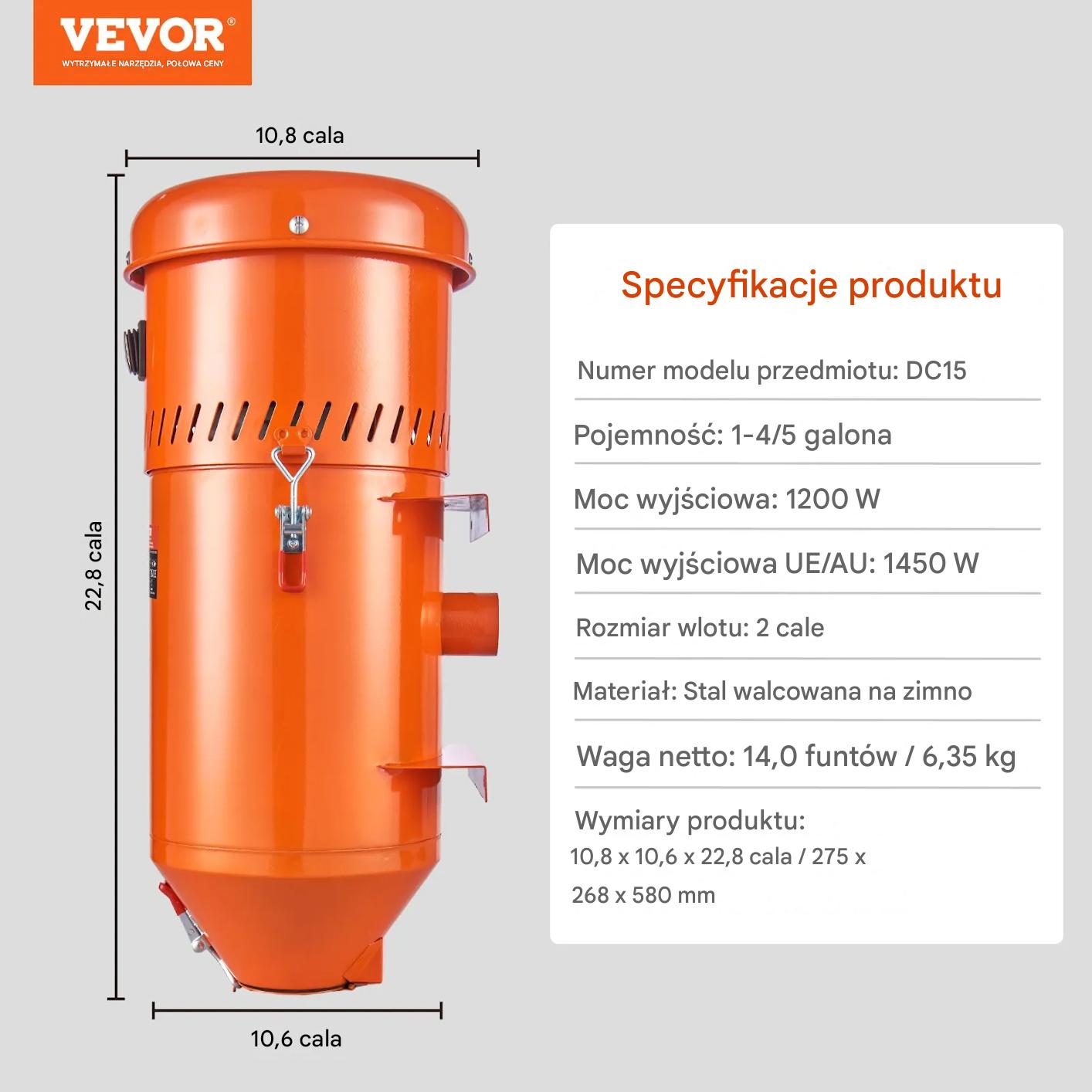 Odpylacz do piaskarki 1450W odciąg pyłu 6,8L do kabiny piaskarskiej - obrazek 2