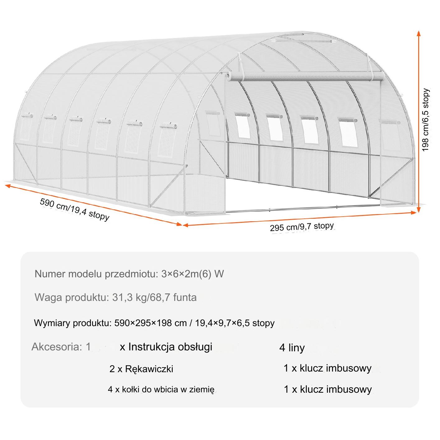 Szklarnia Tunelowa 3x6x2 m - obrazek 2