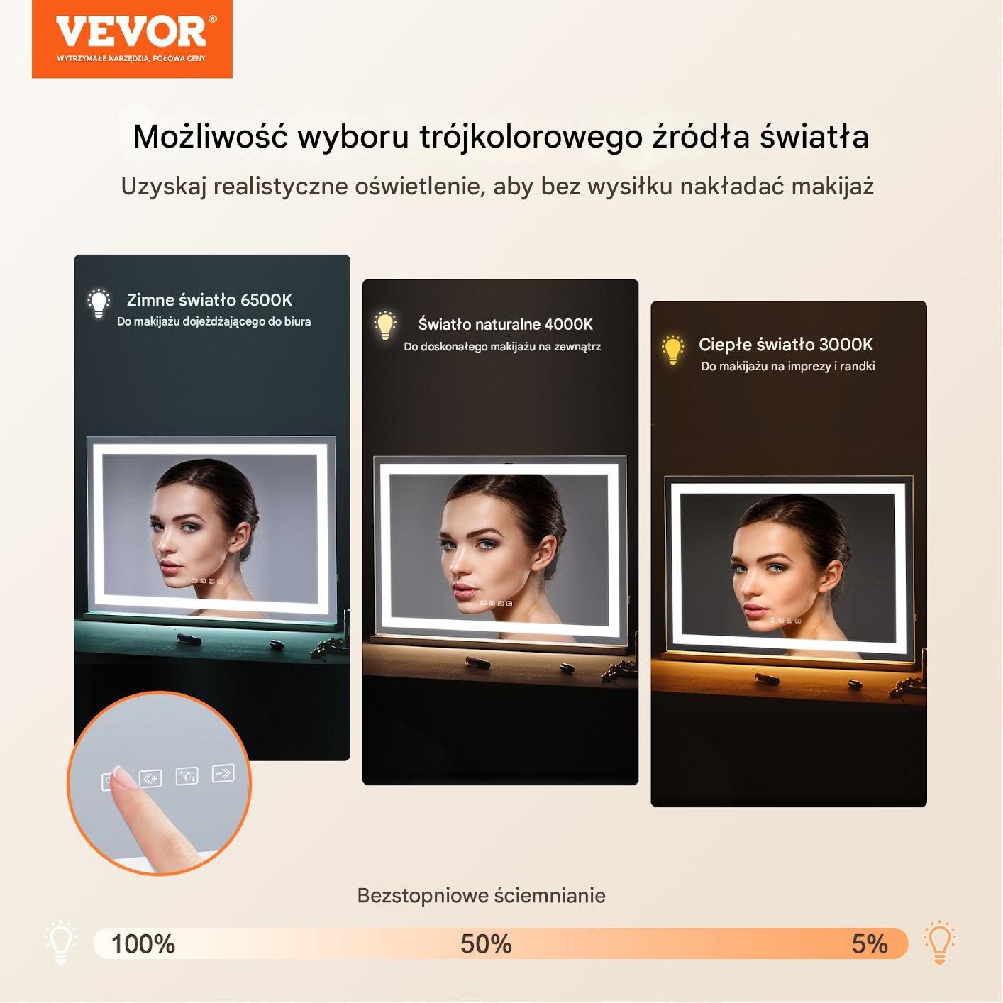 Lustro do Makijażu z Podświetleniem LED Bluetooth i USB - obrazek 7