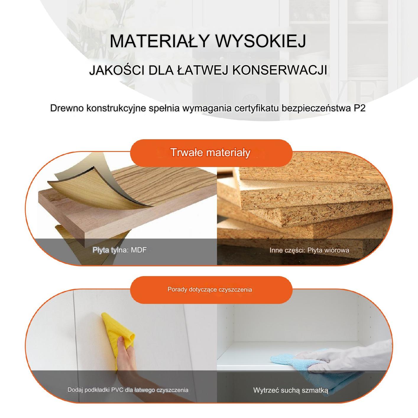 Szafka kuchenna stojąca 152 cm 3 półki 2 regulowane do przechowywania - obrazek 3