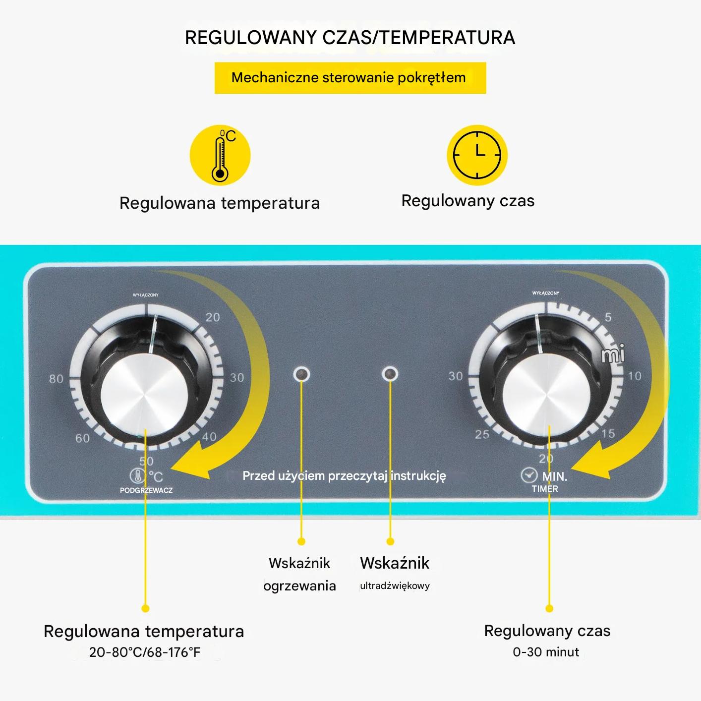 Myjka ultradźwiękowa 6L stal 304 grzałka timer do biżuterii i narzędzi - obrazek 6