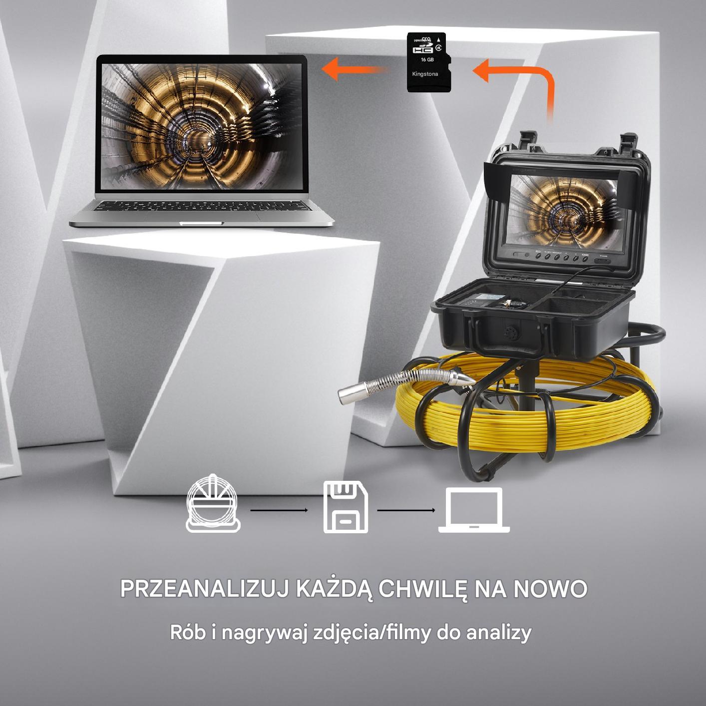 Kamera inspekcyjna endoskop Boroskop do rur i kanałów 50 m - obrazek 6