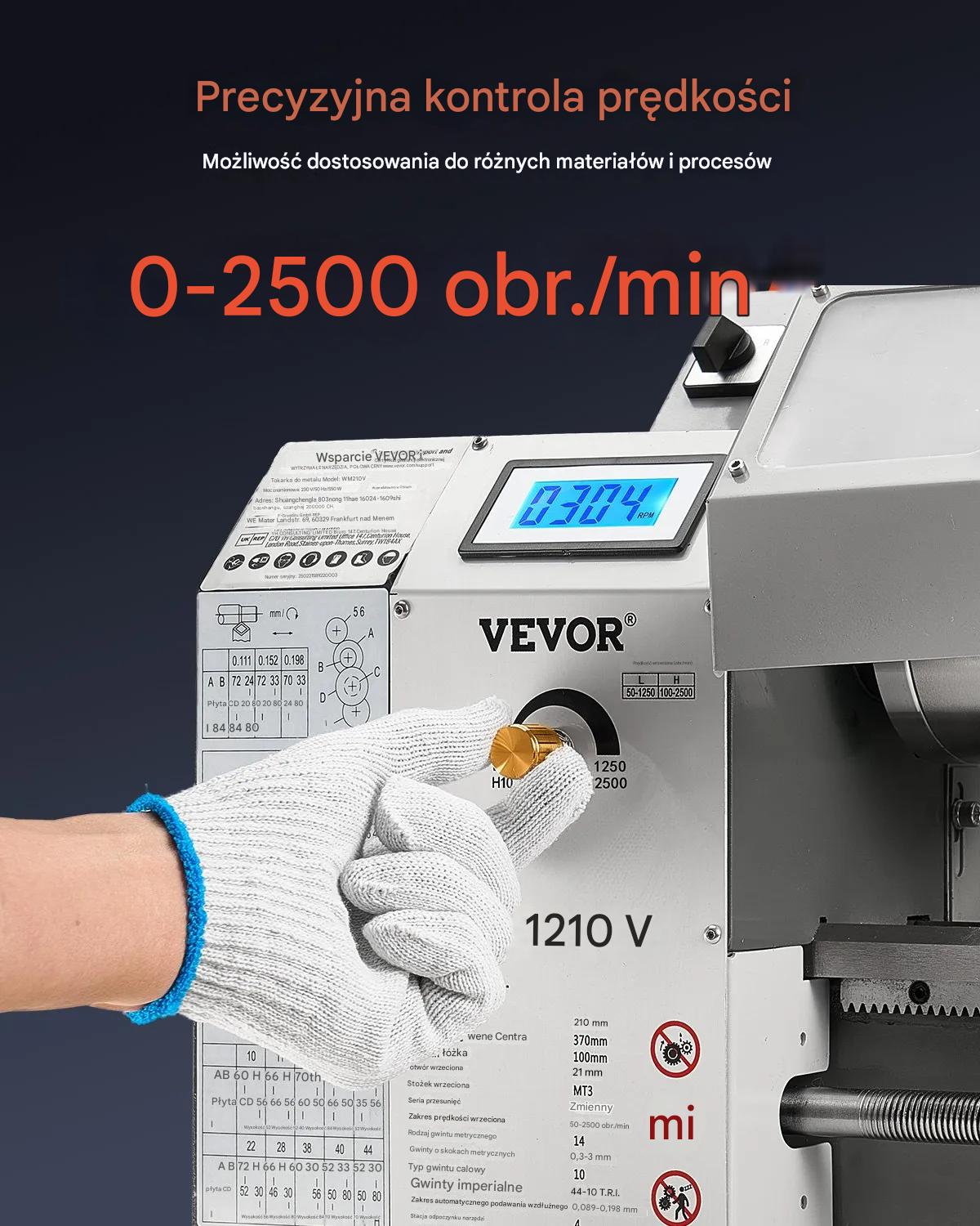 Tokarka do metalu 21x37 cm 550W regulacja obrotów 0-2500 RPM stołowa - obrazek 6