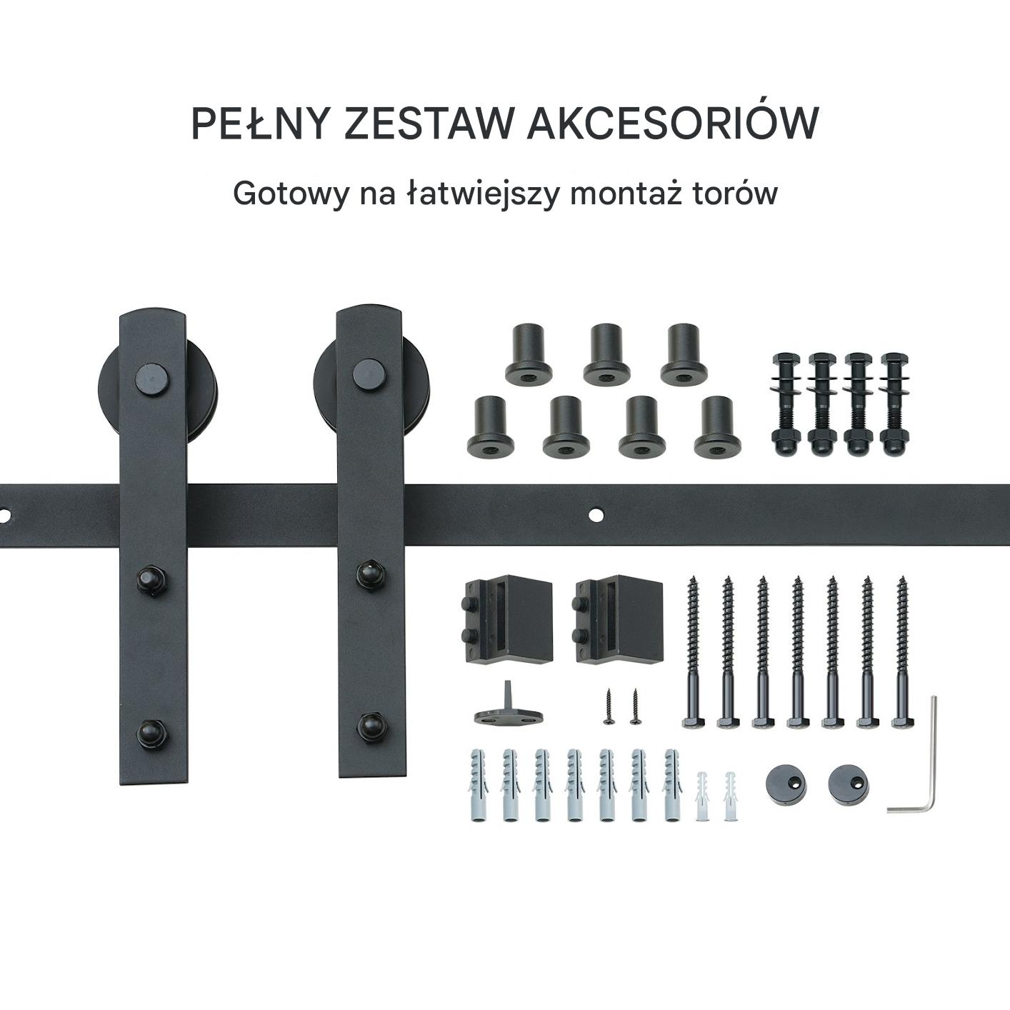 System Przesuwny do Drzwi Barn Door – Cichy System z Wieszakami I 3 m - obrazek 4