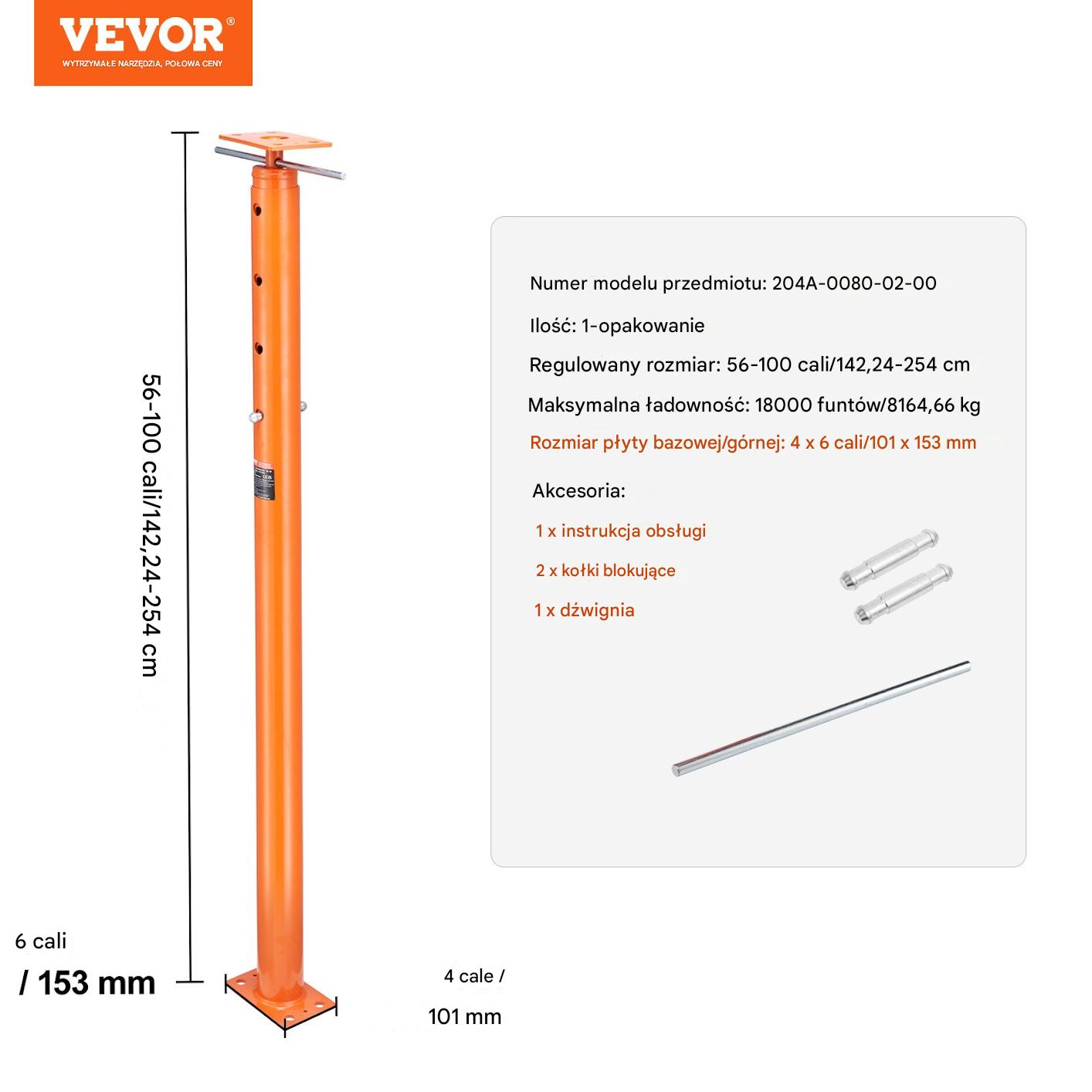 Podpora Stropowa Regulowana 56–100 cm – Udźwig do 8164 kg - obrazek 2