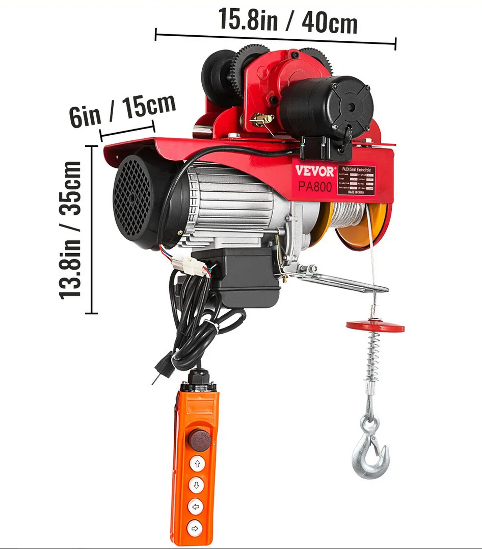 Wciągarka Elektryczna 800 kg 1300W 12 m Wciągnik Linowy Pilot 230V - obrazek 2