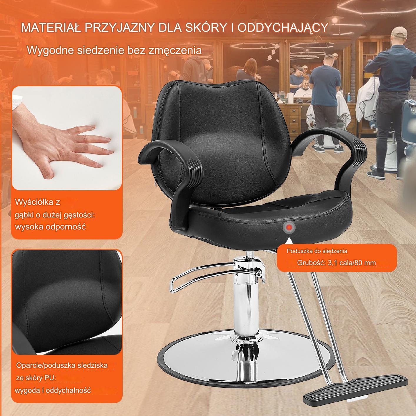 Fotel fryzjerski z regulowaną wysokością i podnóżkiem czarny - obrazek 4