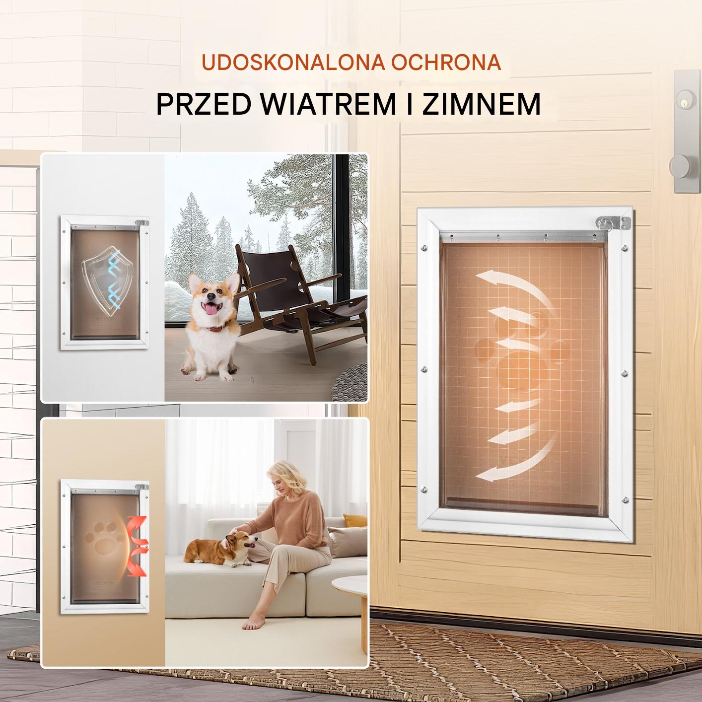 Klapa dla zwierząt do drzwi wewnętrznych PVC szczelna przeciwwiatrowa - obrazek 6