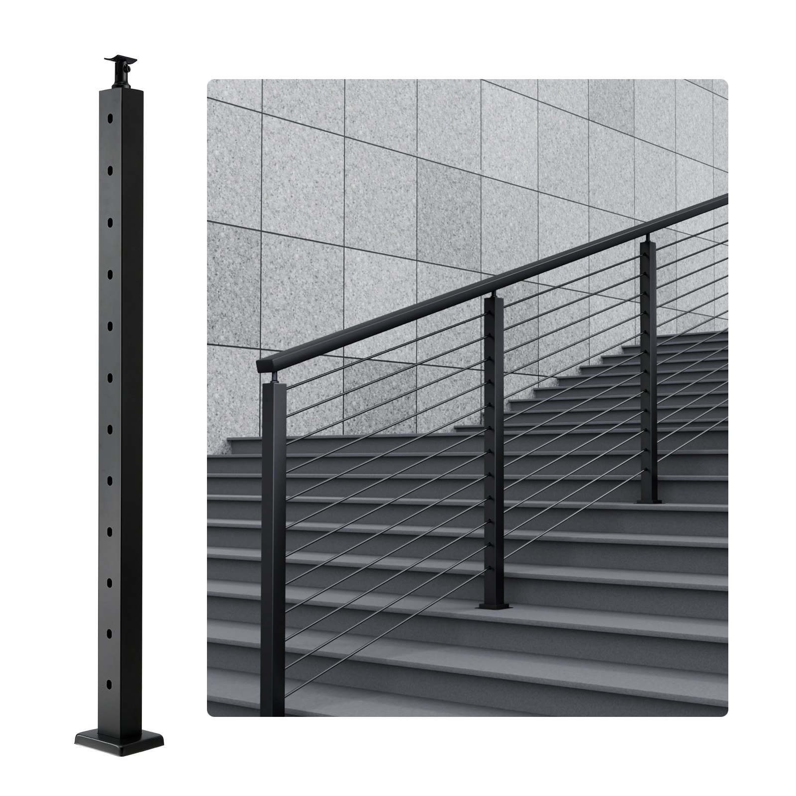 Słup do balustrady 107x5x5cm czarny 30° otwór montaż schodowy taras - obrazek 6