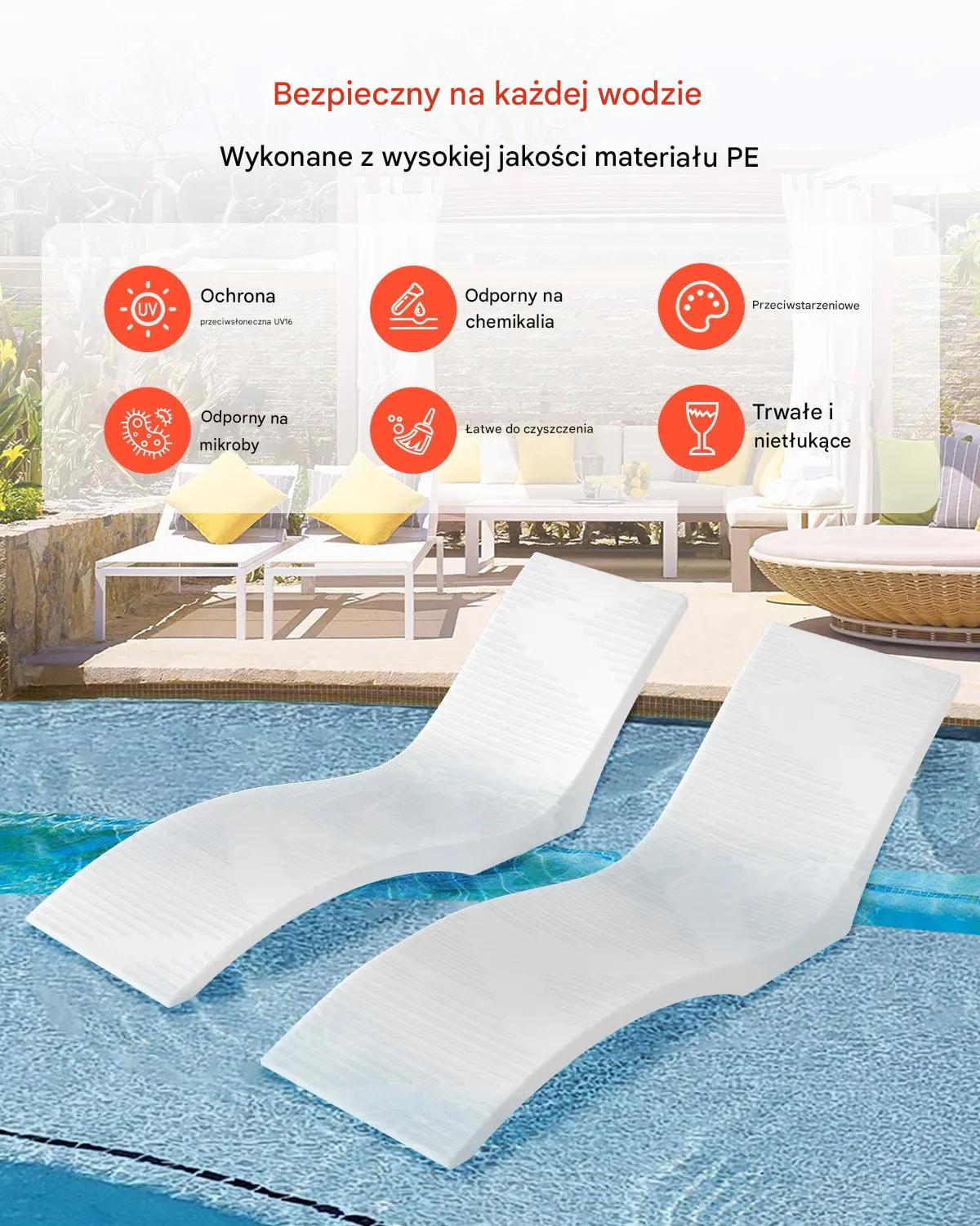 Leżaki do basenu 2 szt. krzesła pływające do 12,7cm głębokości wody, relaks - obrazek 7