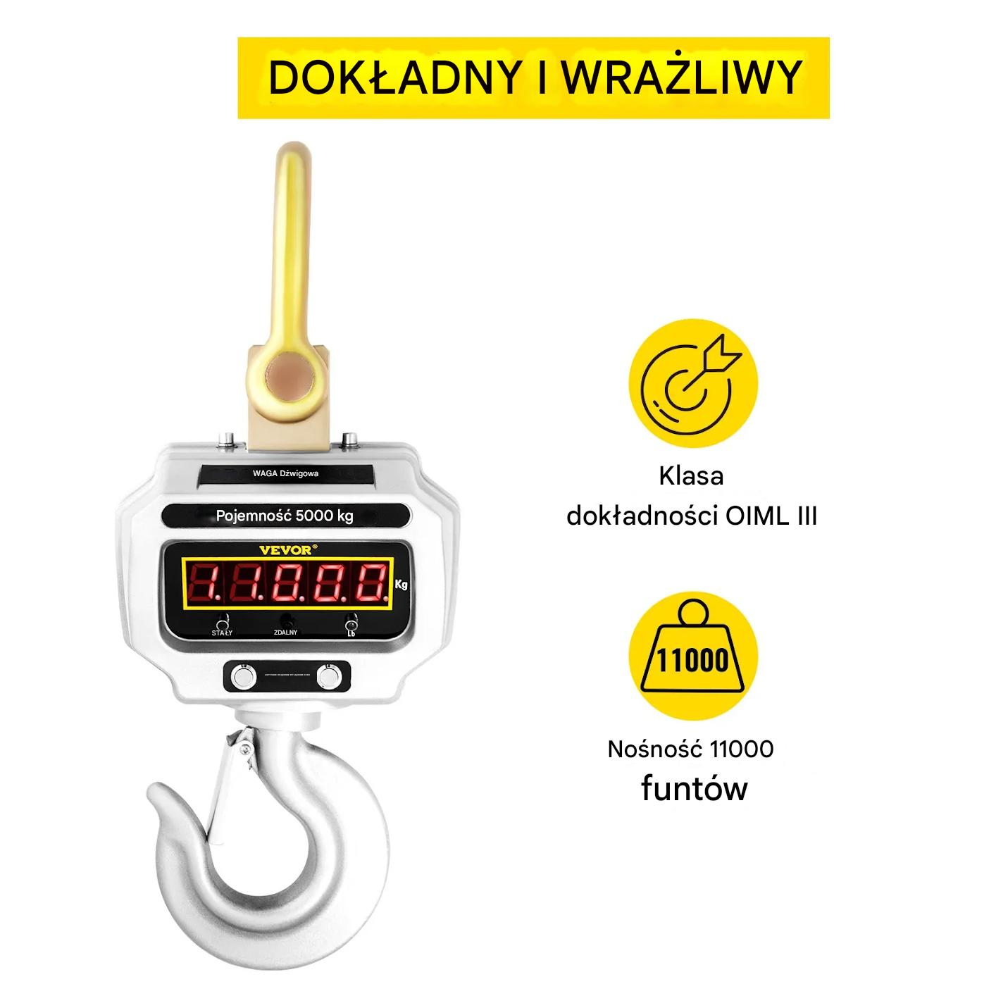 Waga hakowa elektroniczna 5000 kg LED przemysłowa do suwnicy - obrazek 4