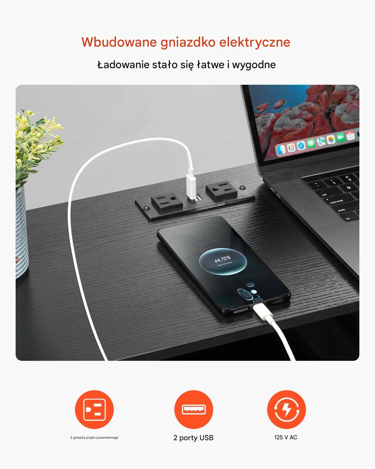 Komoda 10 szuflad materiałowa z półką LED gniazdko - do sypialni, garderoby - obrazek 6