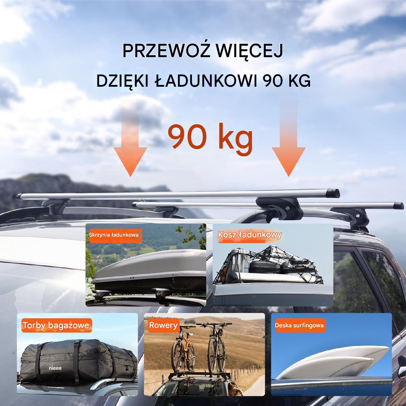 Bagażnik dachowy na relingi belki poprzeczki dachowe uniwersalny 132 cm - obrazek 4