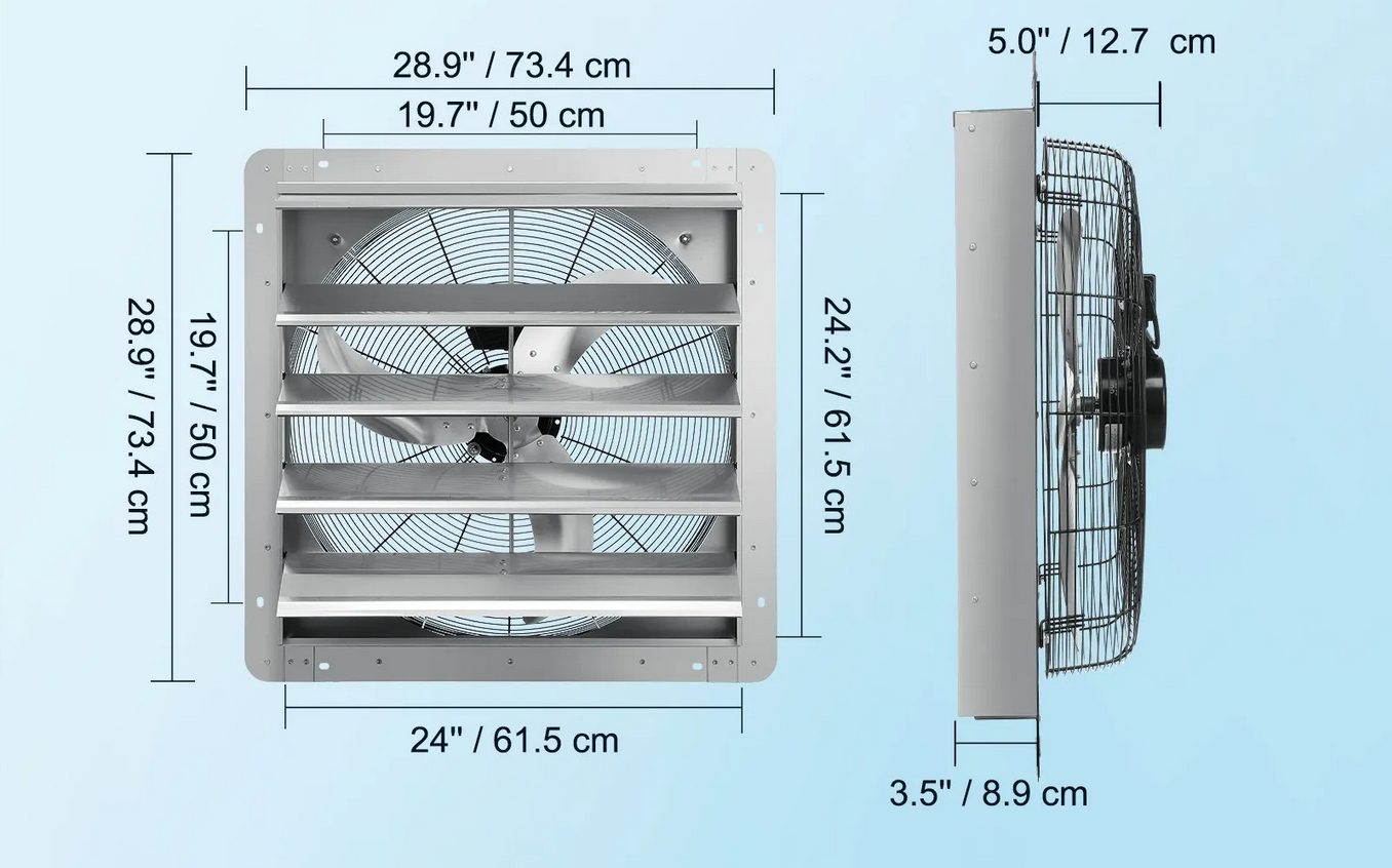 Wentylator wyciągowy 610 mm 1400RPM 2892CFM aluminiowy do garażu/szklarni - obrazek 2